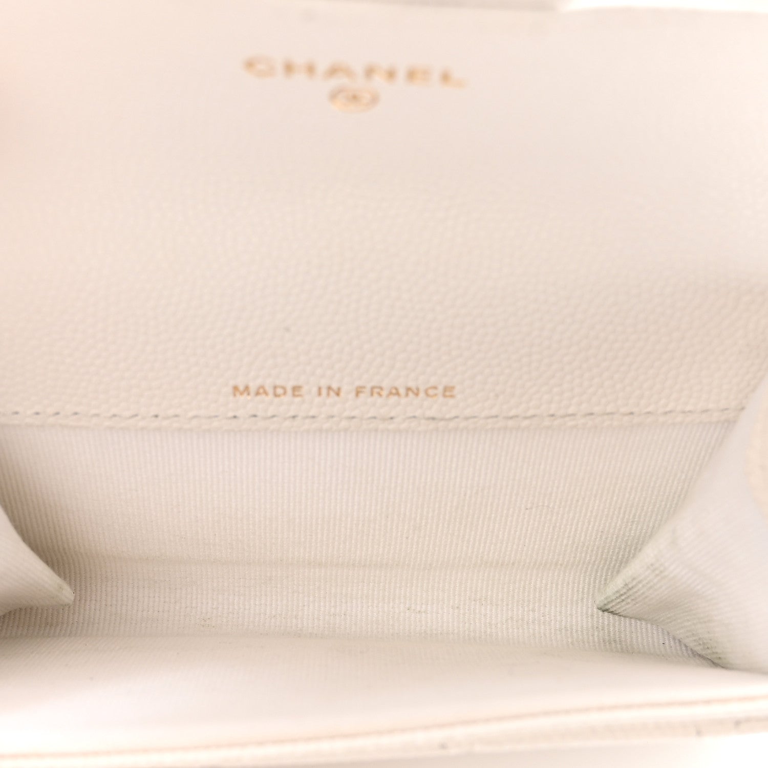 Caviar Quilted Flap Card Holder Wallet White