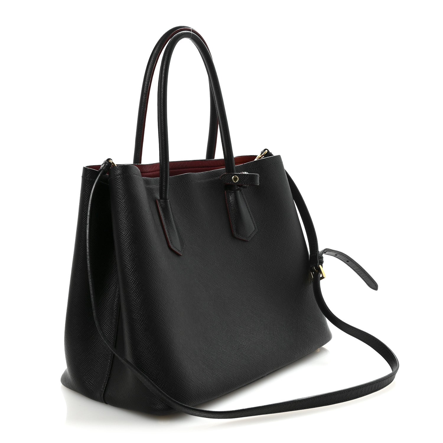 Saffiano Cuir Large Double Bag Black Fuoco