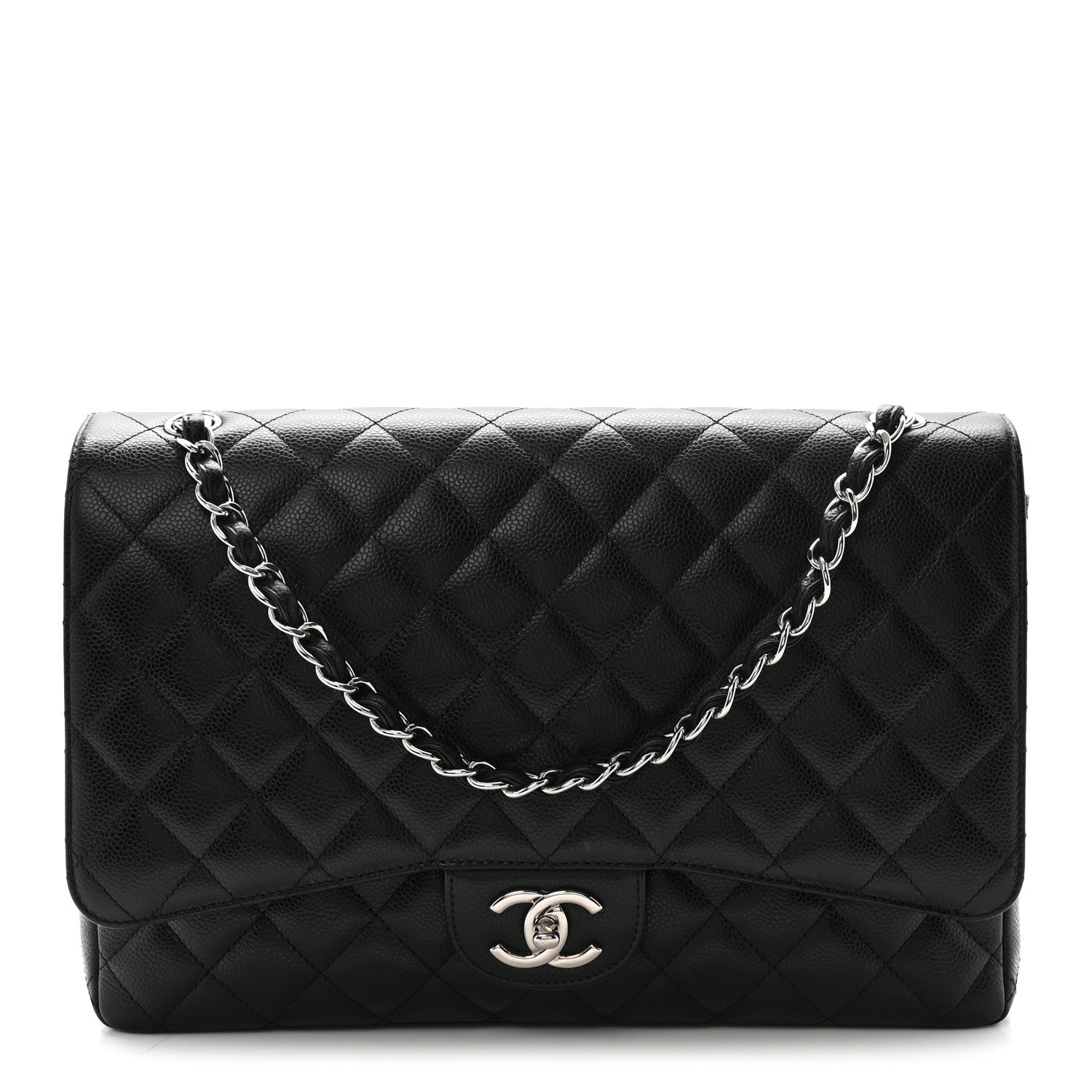 Caviar Quilted Maxi Double Flap Black
