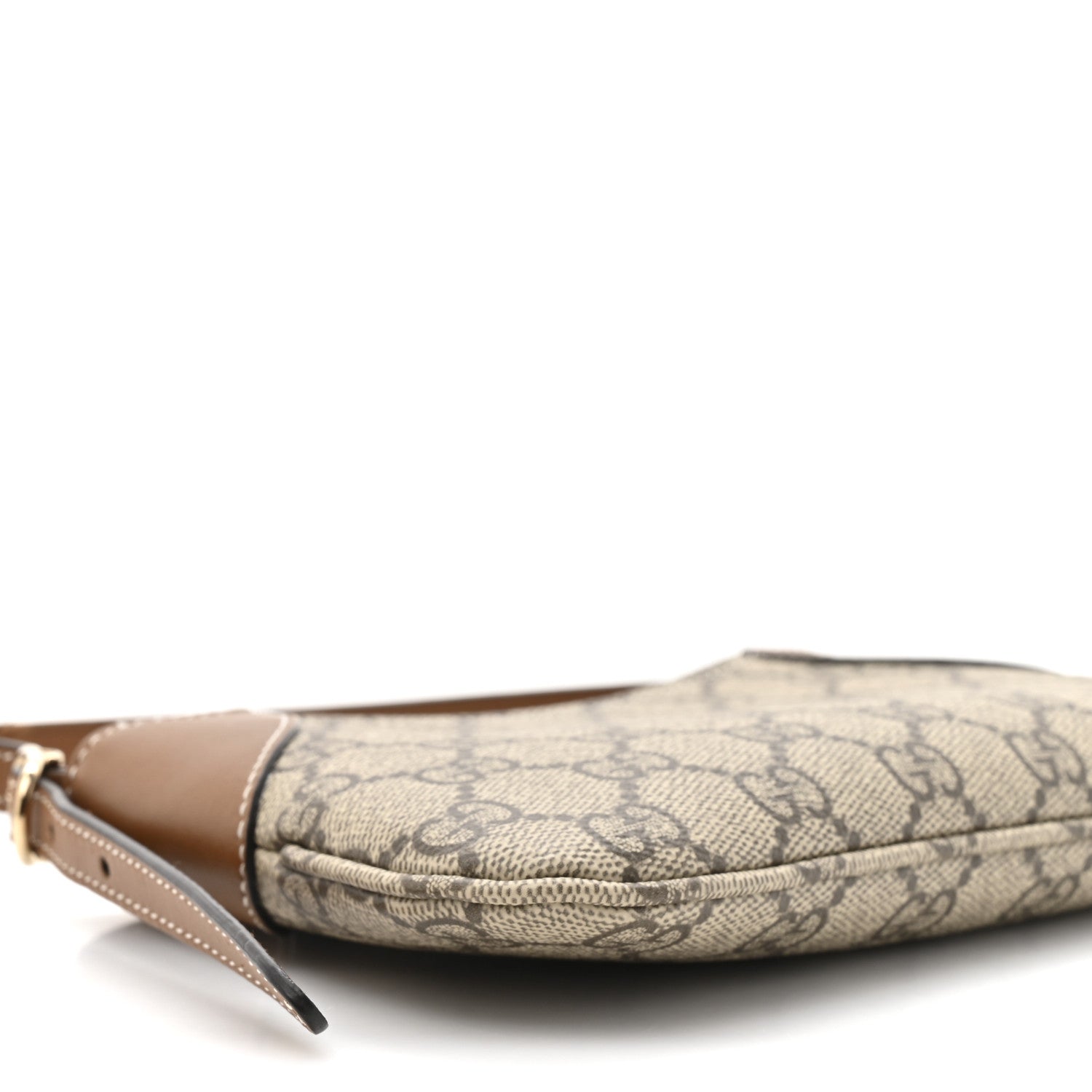 GG Monogram Calfskin Small Emblem Shoulder Bag Beige Dark Brown