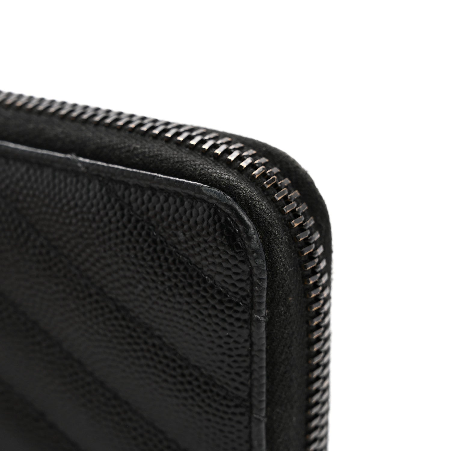 Grain De Poudre Matelasse Chevron Monogram Monochrome Zip Around Wallet Black