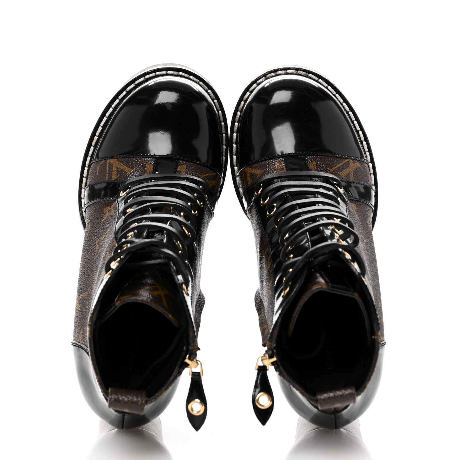 Patent Calfskin Monogram Star Trail Ankle Boots 38 Black