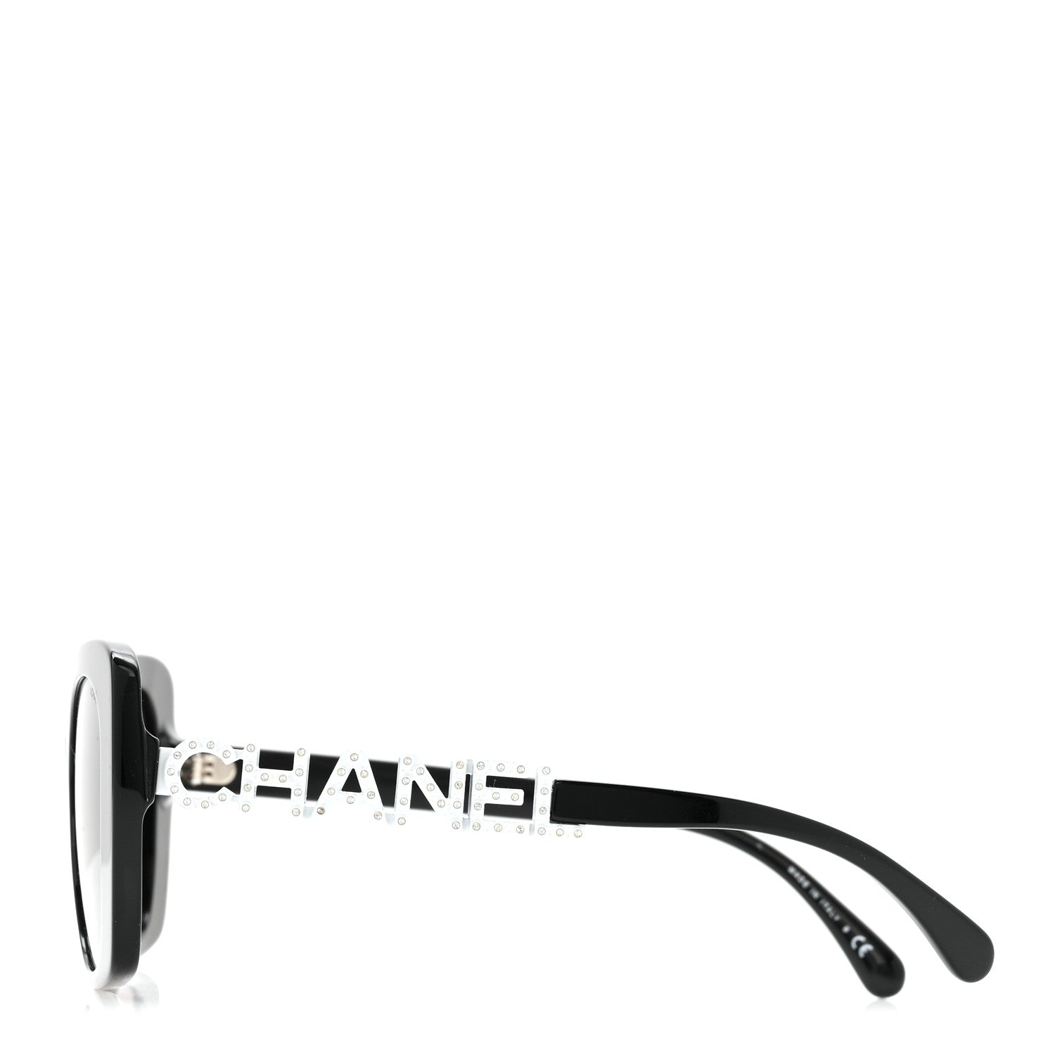 Acetate Strass Polarized Square Sunglasses 5422-B Black White