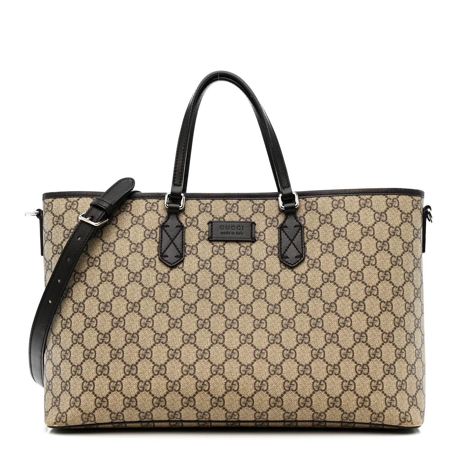 GG Supreme Monogram Large Shopping Tote Dark Brown