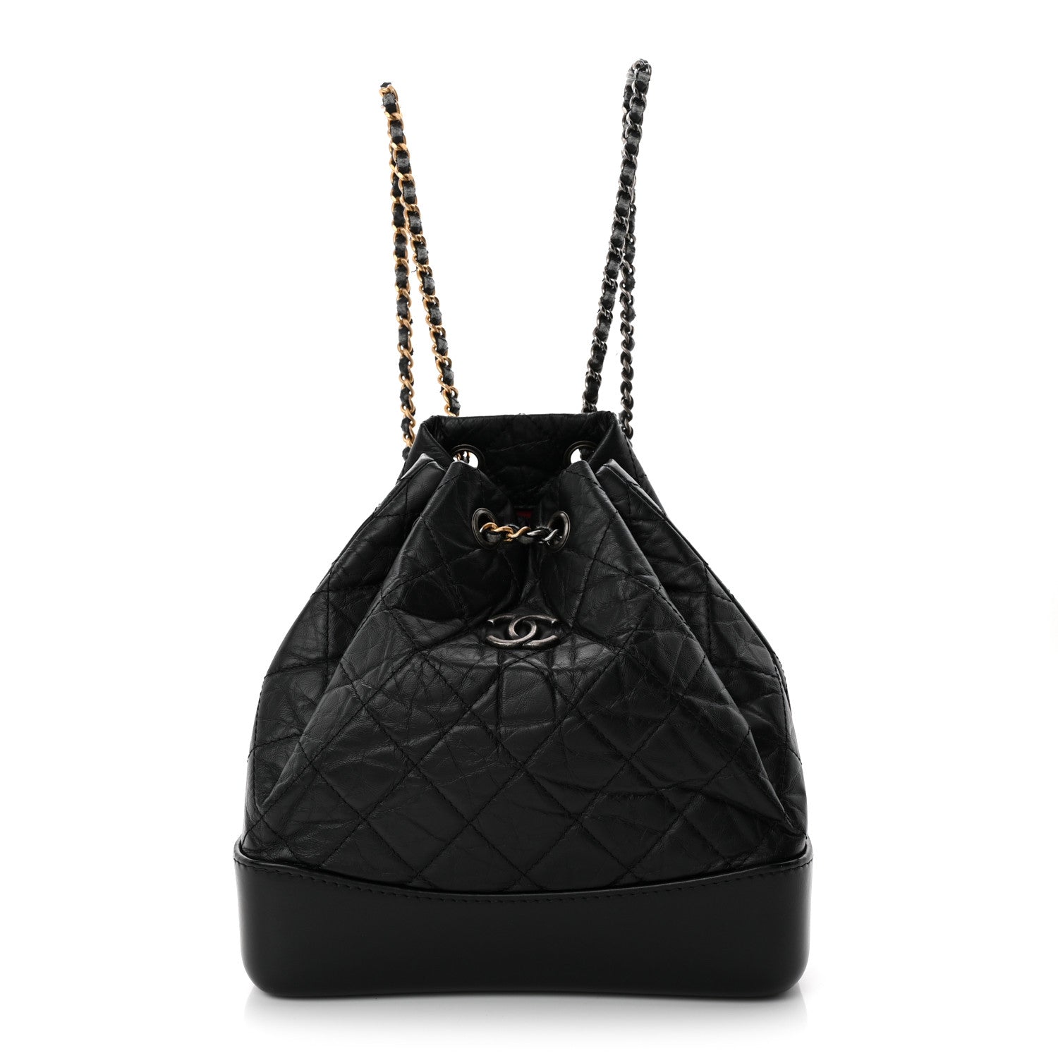 Aged Calfskin Quilted Small Gabrielle Backpack Black