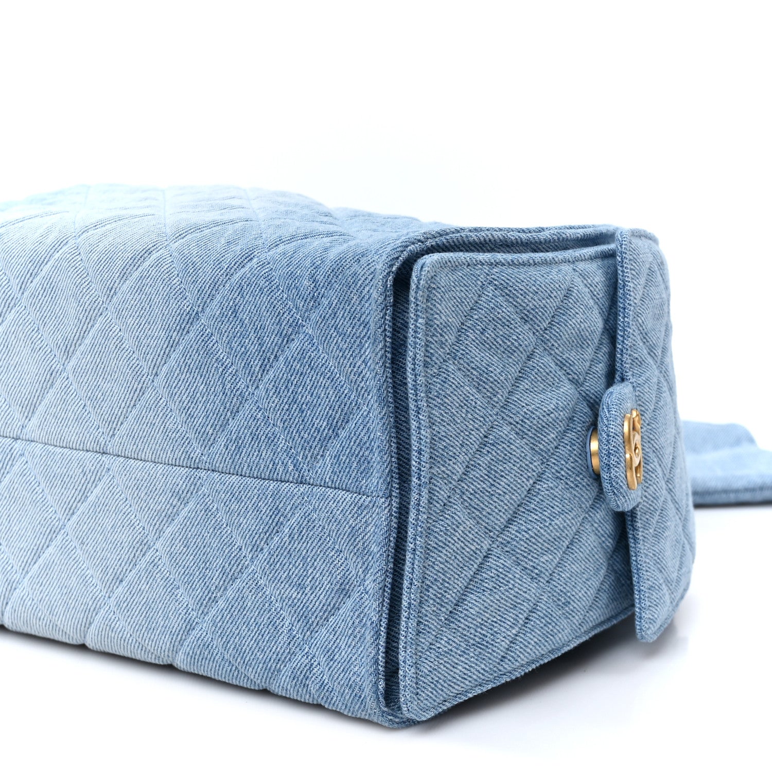 Washed Denim Quilted Medium Chanel 25 Handbag Blue
