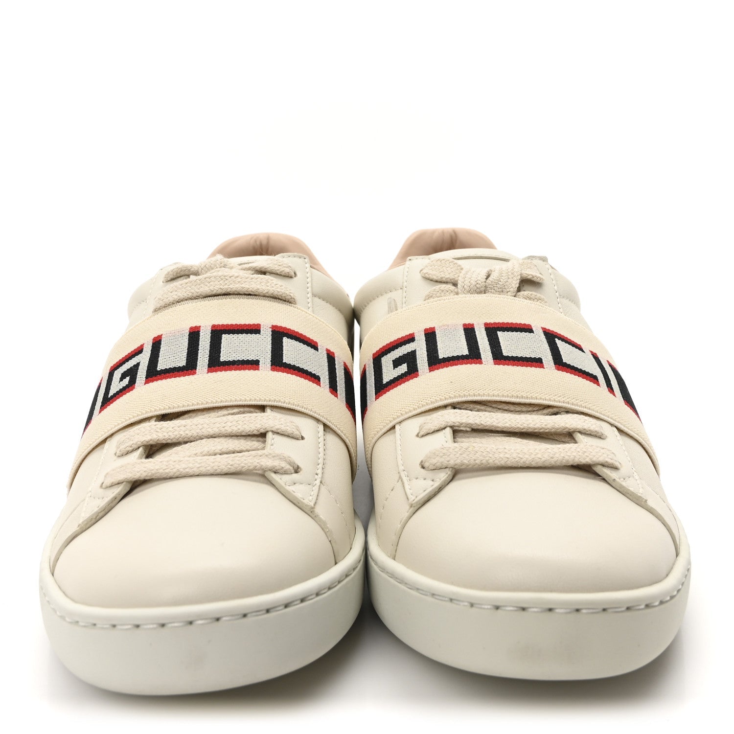 Calfskin Stripe Womens New Ace Sneakers 35 New Mystic White Ecru Red Flame