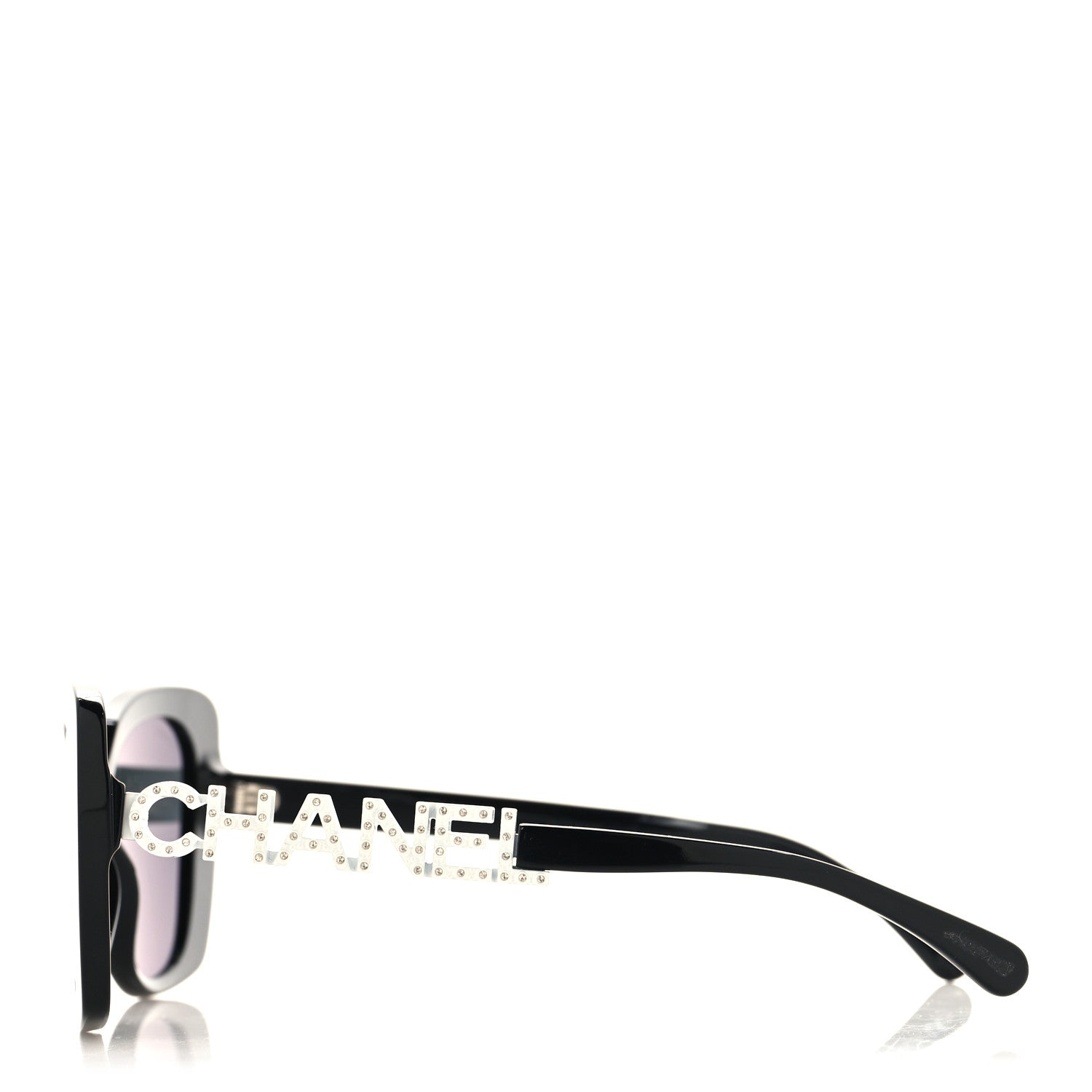Acetate Strass Square Sunglasses 5422-B Black White