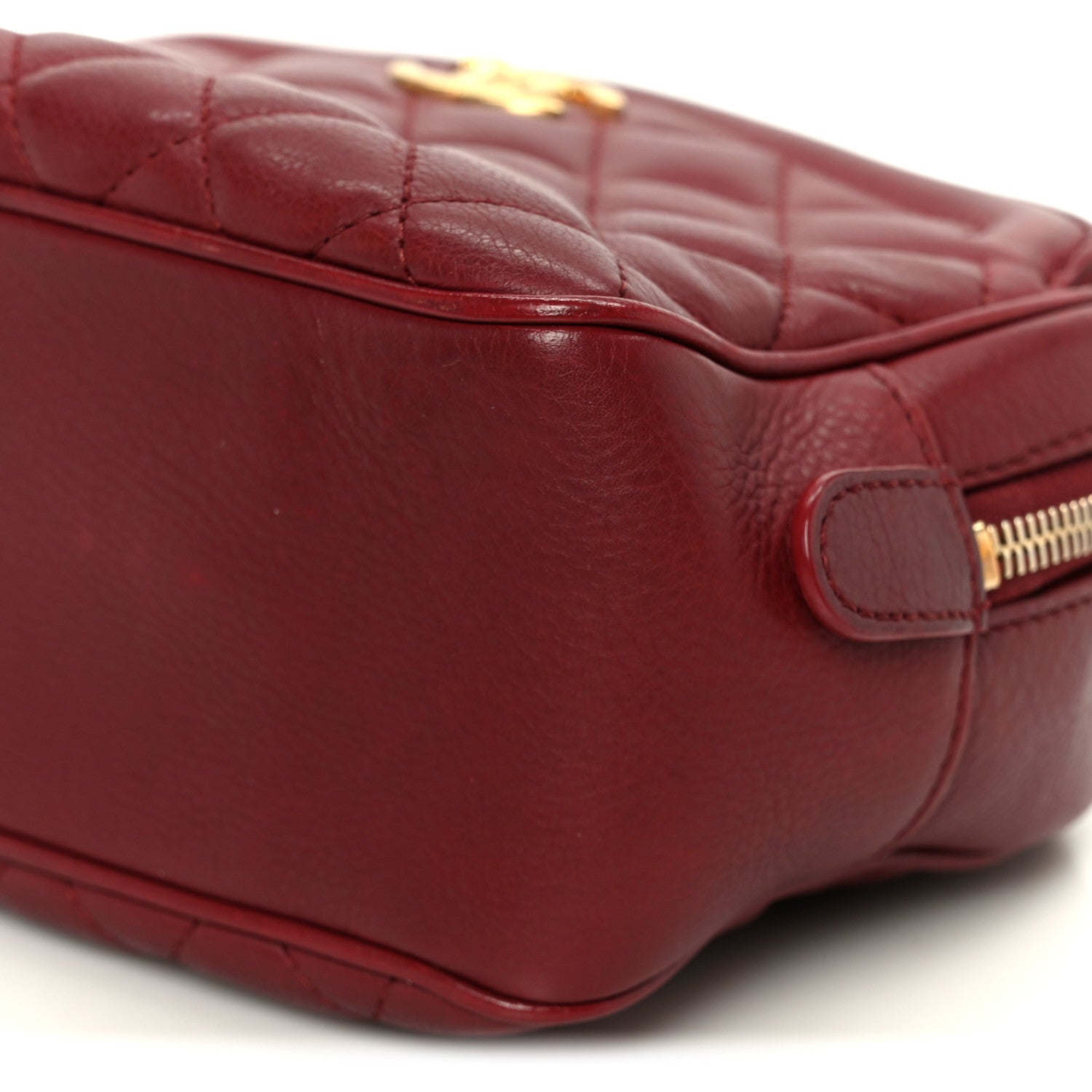 Calfskin Quilted CC Small Vanity Case Dark Red