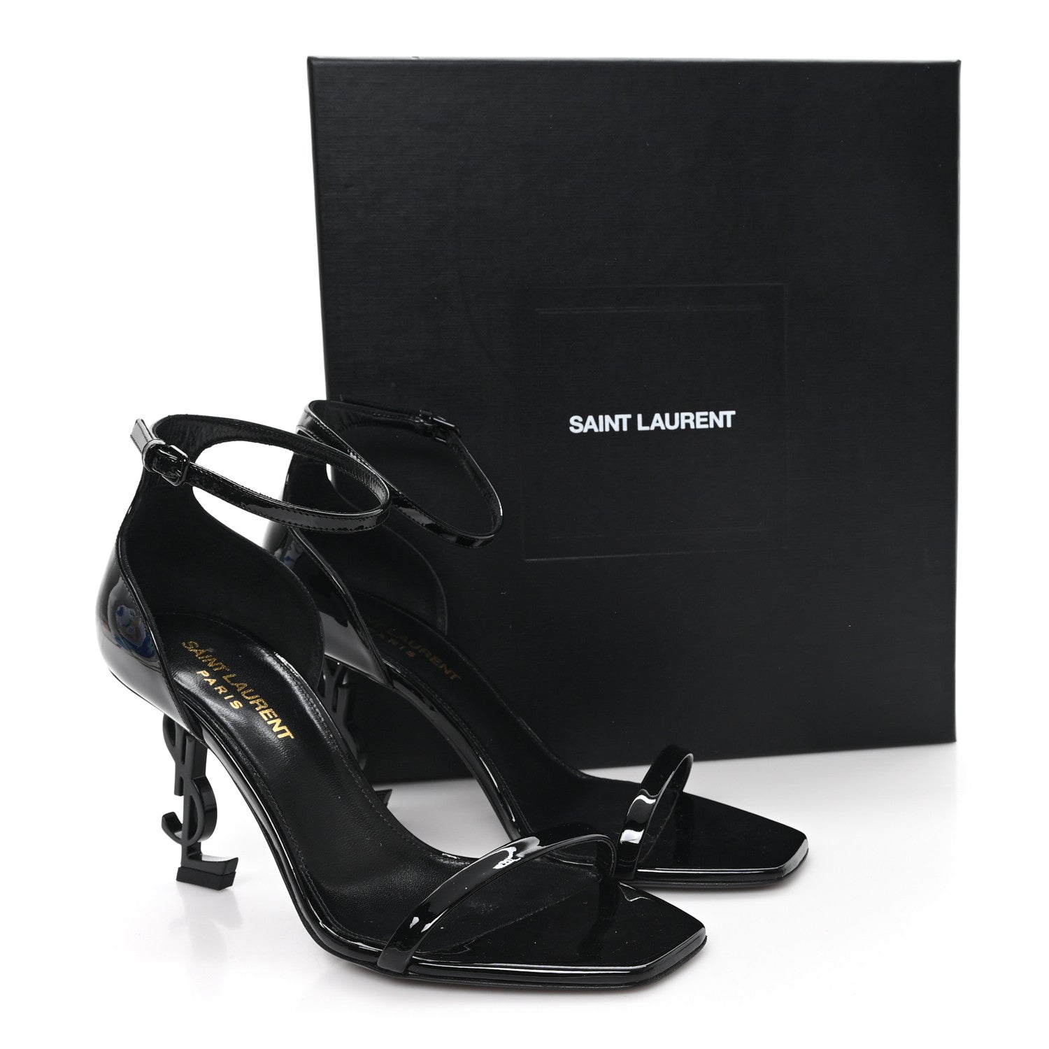 Patent Calfskin Opyum 85 Sandals 36.5 Black