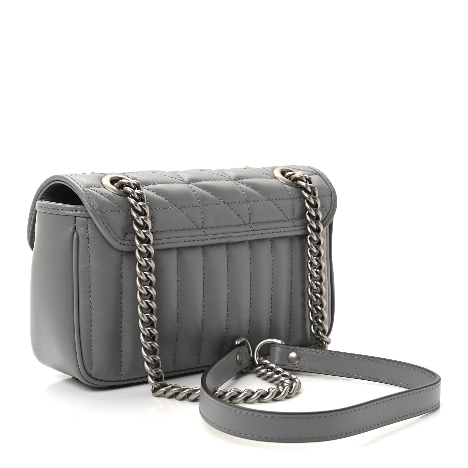 Calfskin Matelasse Aria Mini GG Marmont Shoulder Bag Deep Grey