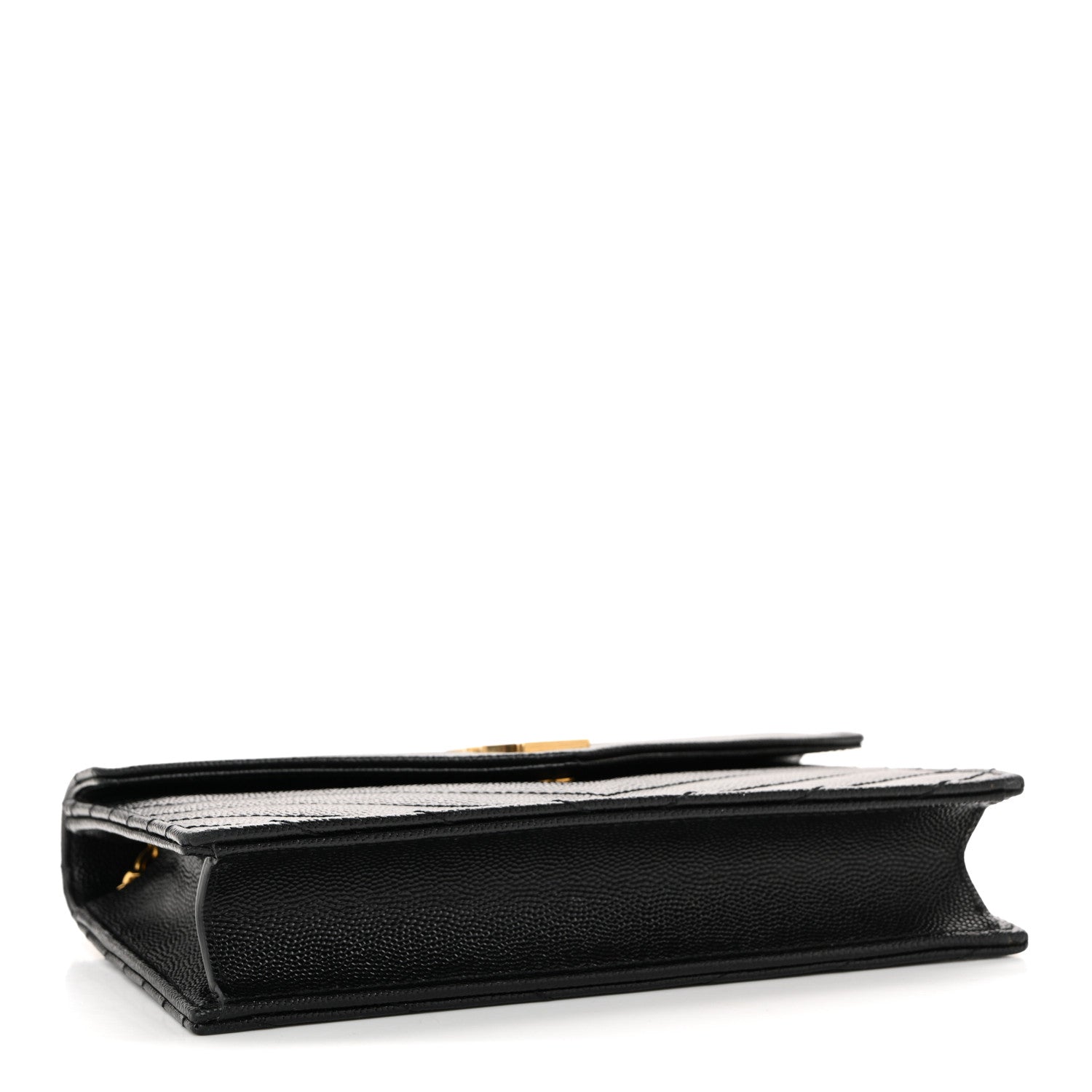 Grain De Poudre Matelasse Chevron Monogram Envelope Chain Wallet Black