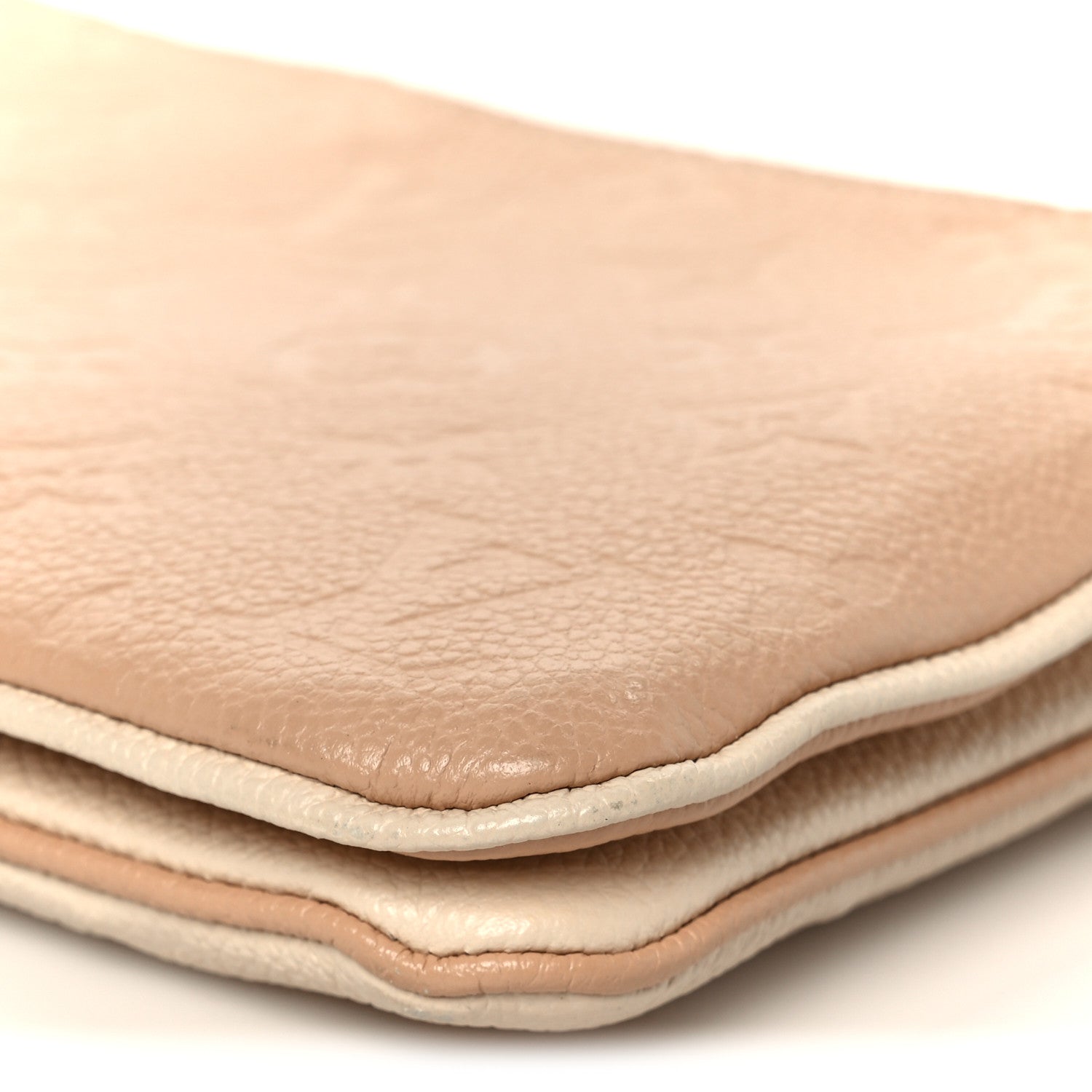Empreinte Double Zip Pochette Beige Rose Creme