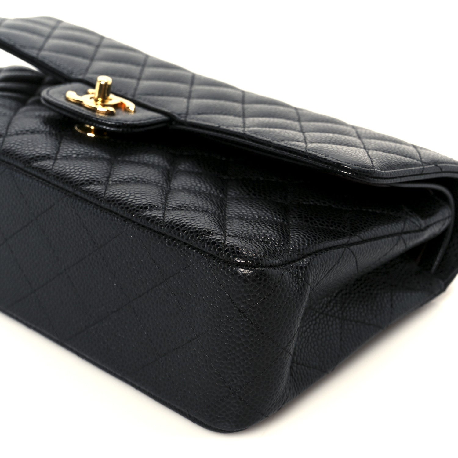 Caviar Quilted Medium Double Flap Black