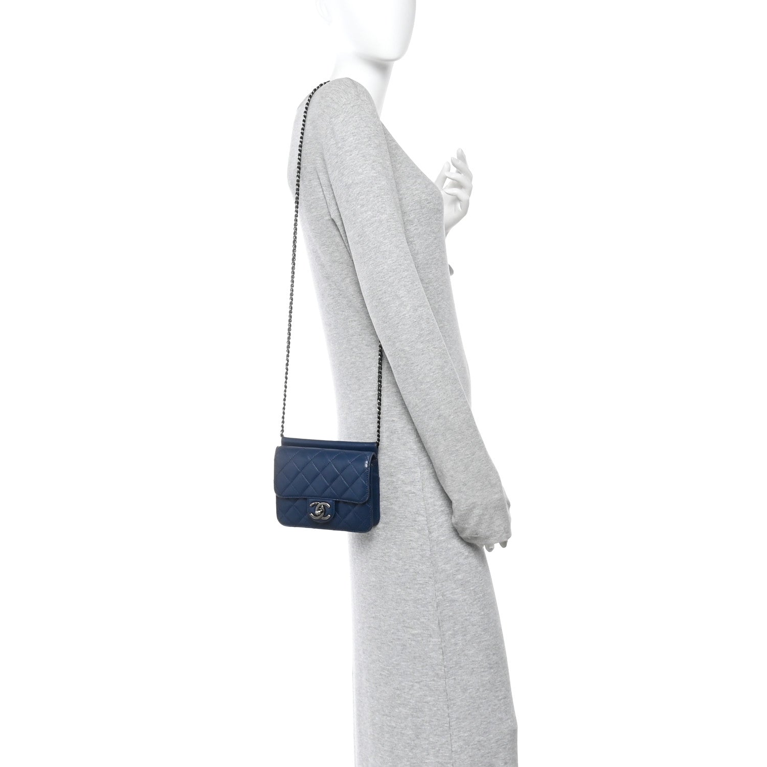 Lambskin Quilted Mini Crossing Times Flap Blue