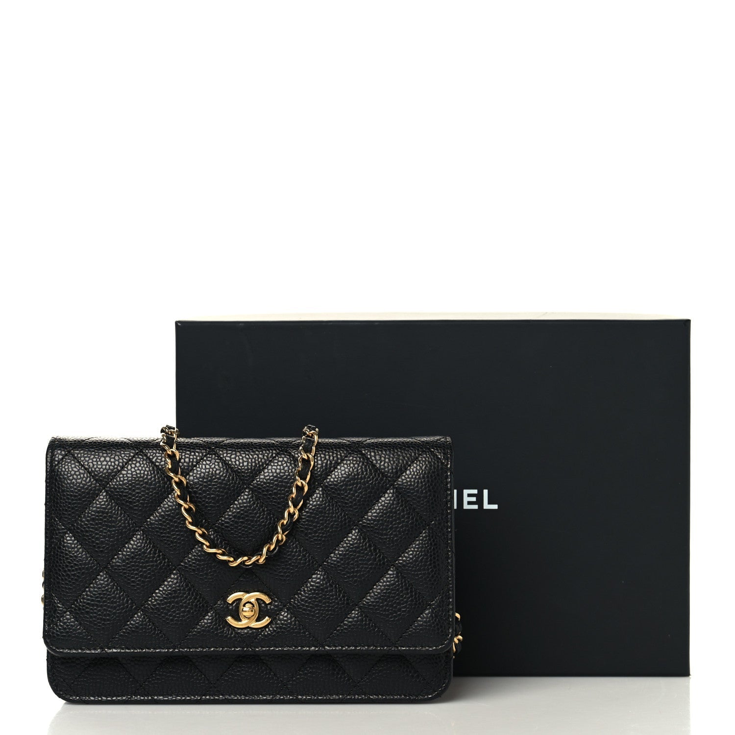 Caviar Quilted CC Turnlock Wallet On Chain WOC Black