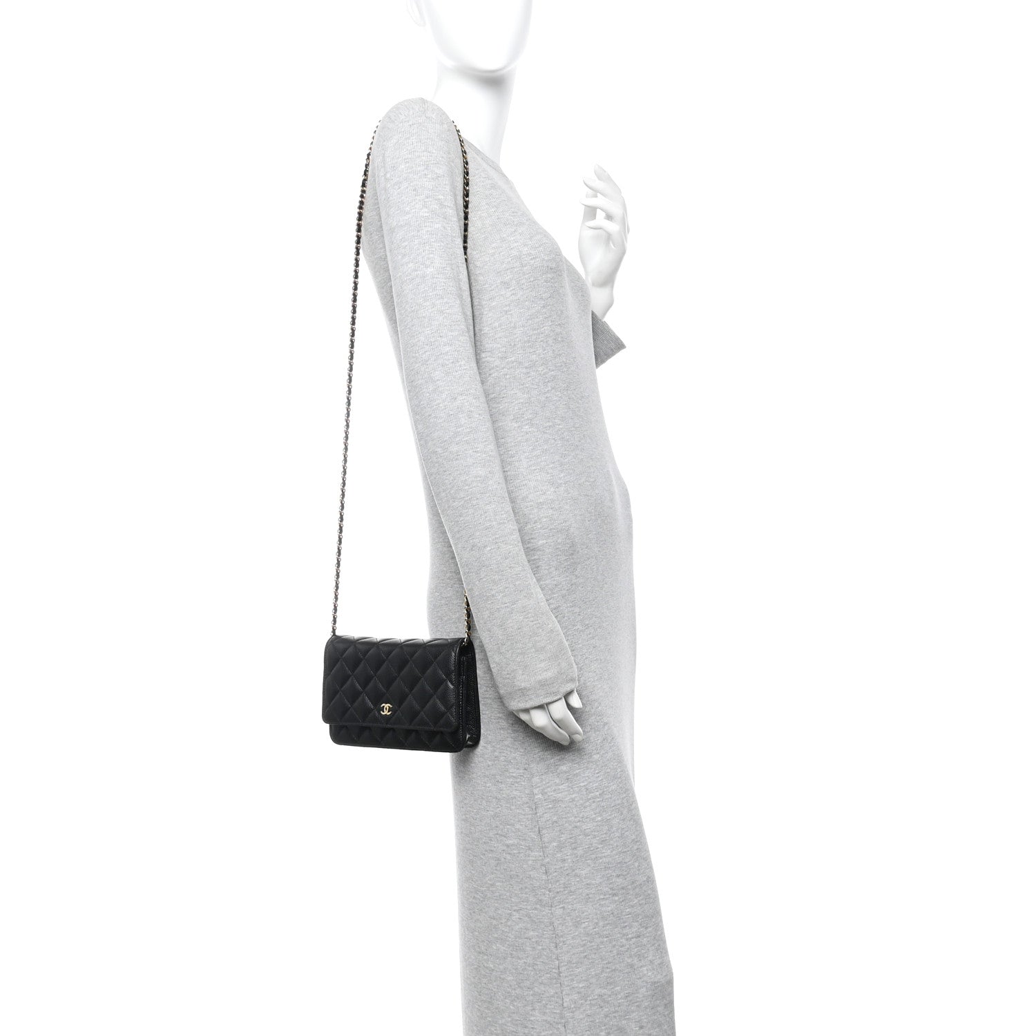 Caviar Quilted Wallet On Chain WOC Black