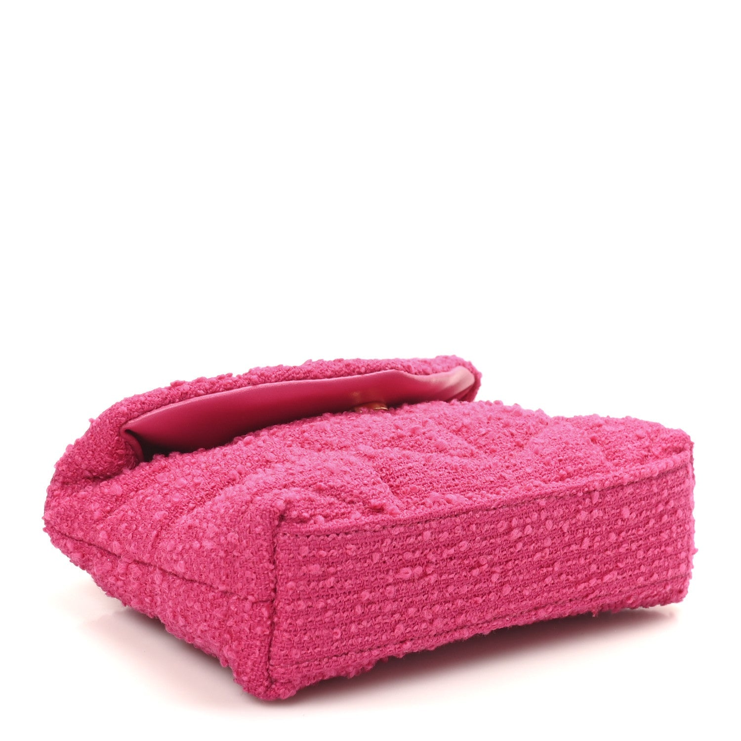 Boucle Tweed Quilted Loulou Puffer Monogram Pouch Clutch Magenta