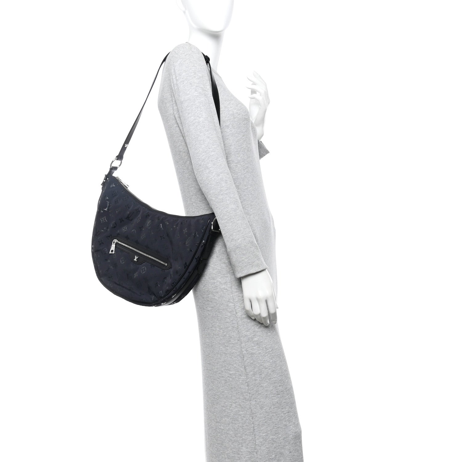 Nylon Monogram Loop Pocket Hobo Polar Night