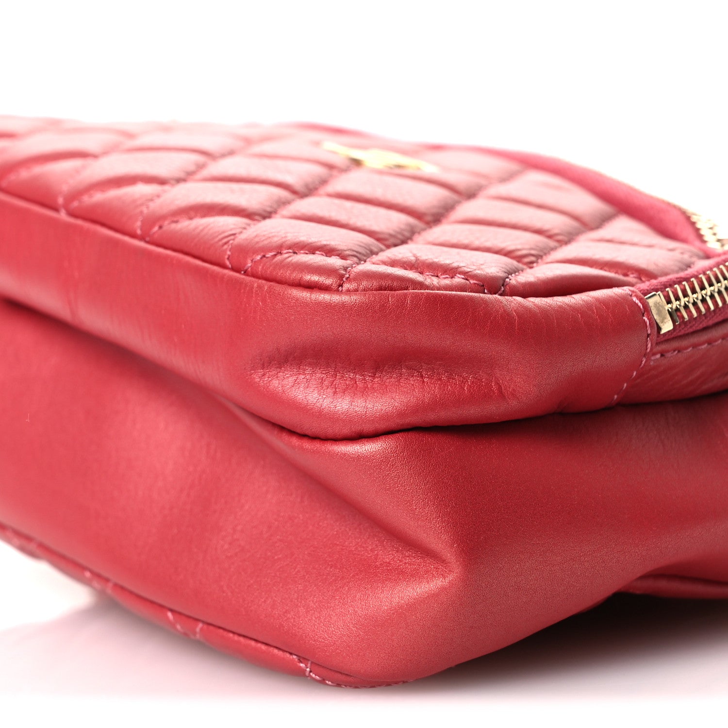 Calfskin Quilted Day Trips Camera Case Pink