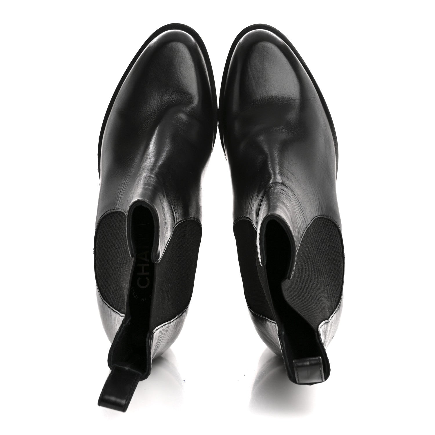 Calfskin Chain Around Chelsea Boots 39.5 Black