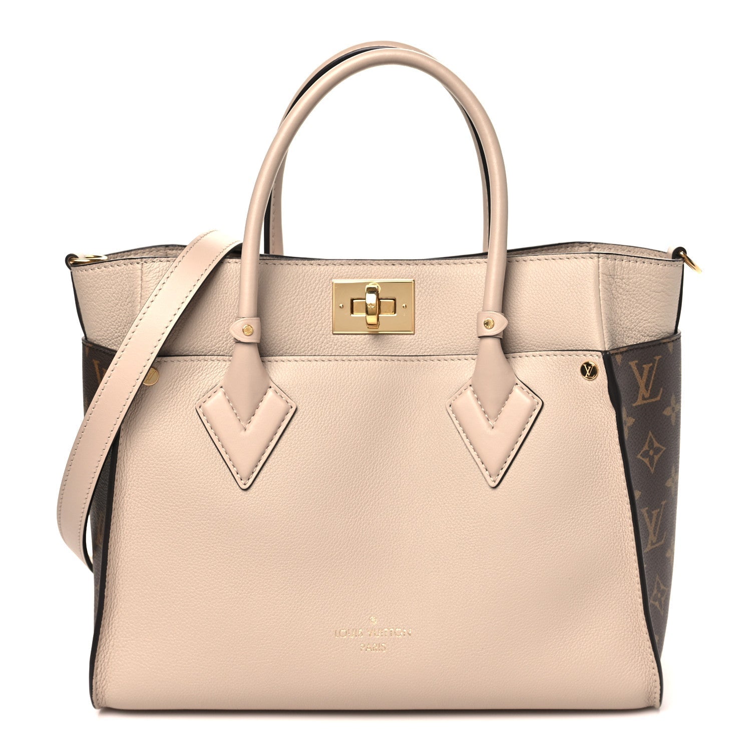 Calfskin Monogram On My Side MM Greige
