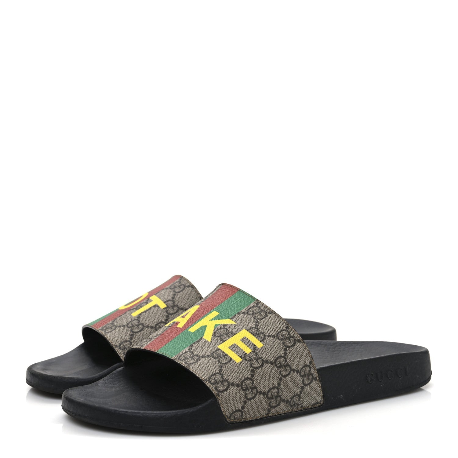 GG Supreme Monogram Fake/Not Mens Slide Sandals 11 Beige Ebony