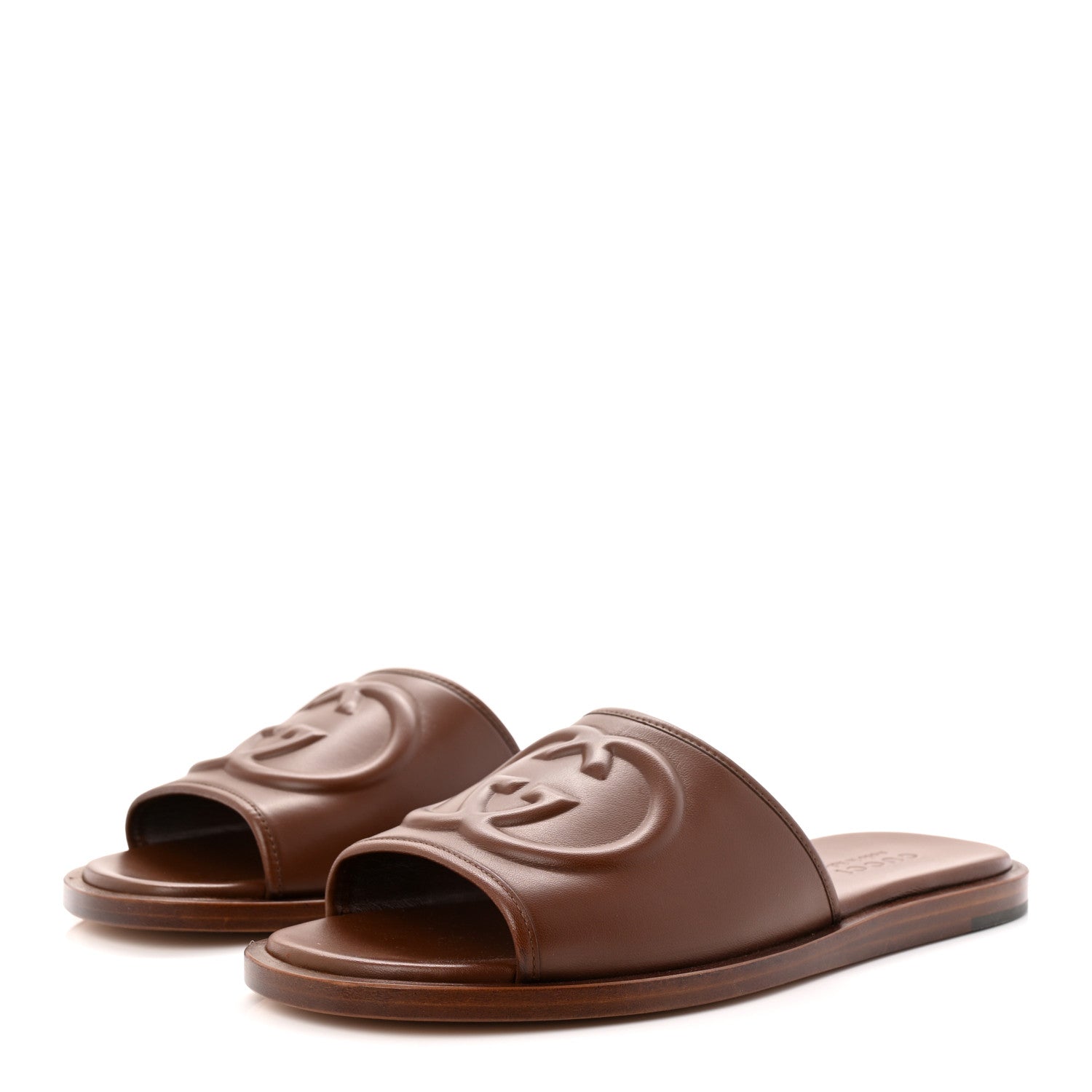 Nappa Samoa Interlocking G Mens Slide Sandals 9 Olivier Brown