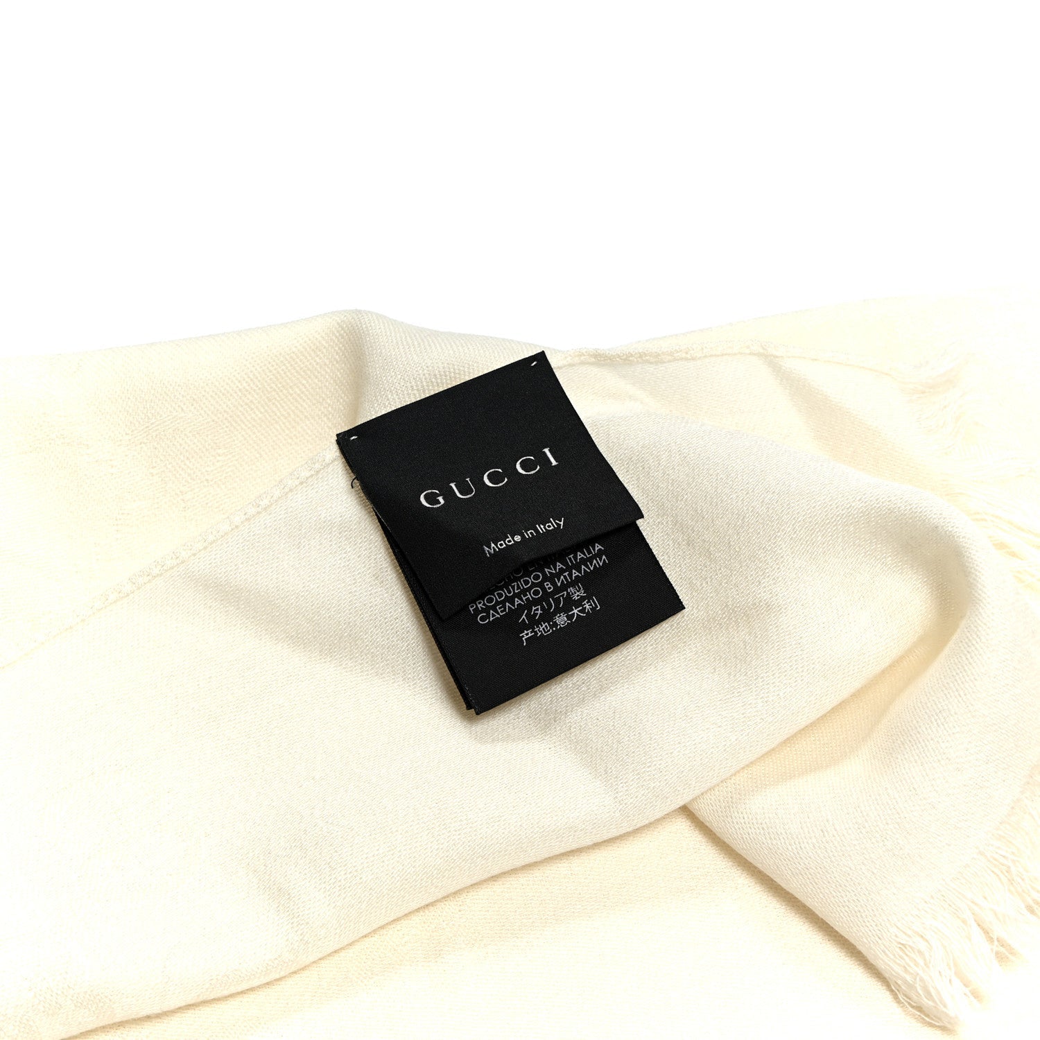Wool Silk GG Monogram GGNat Fringe Scarf White