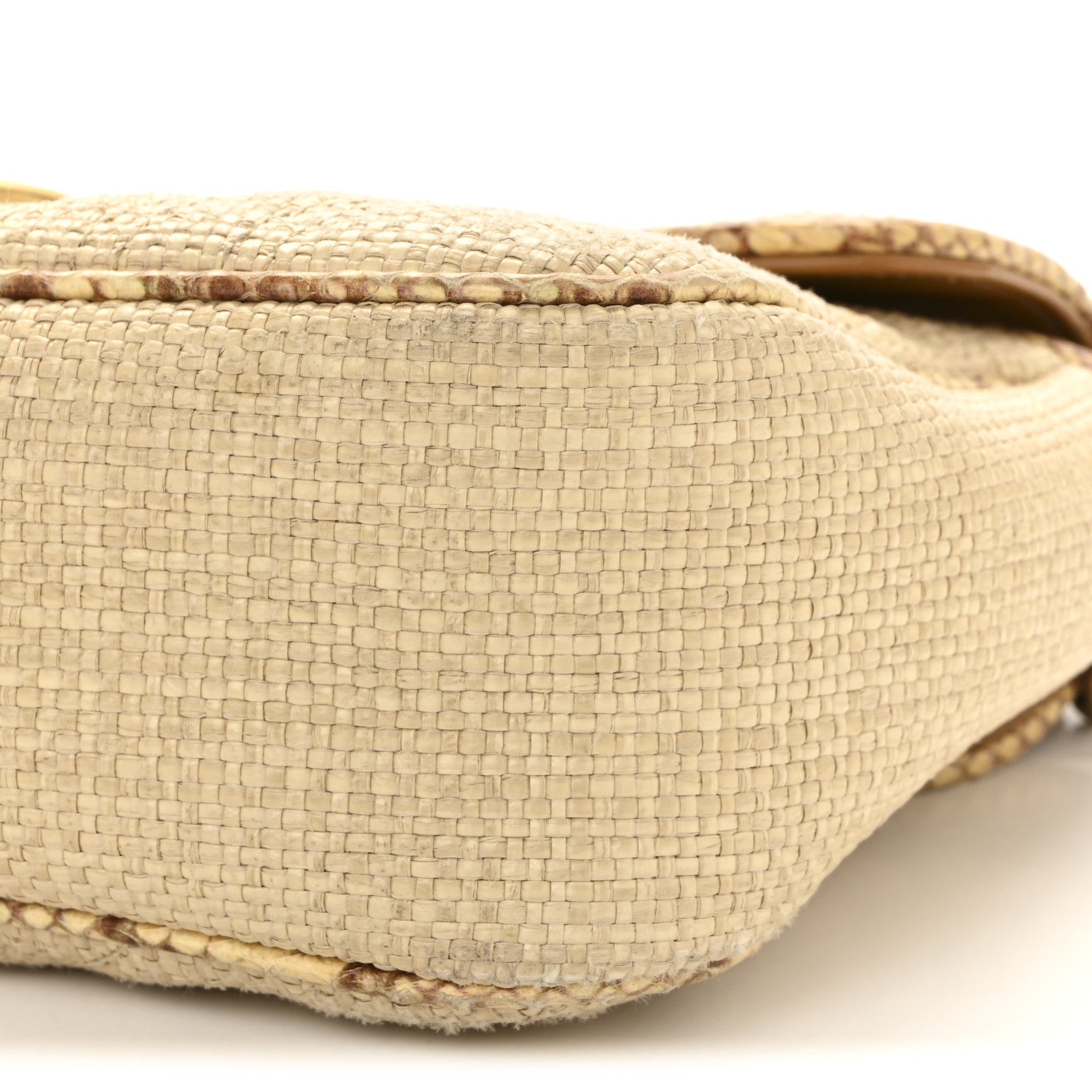 Raffia Elaphe Matelasse Small GG Marmont Shoulder Bag Natural Cream Brown
