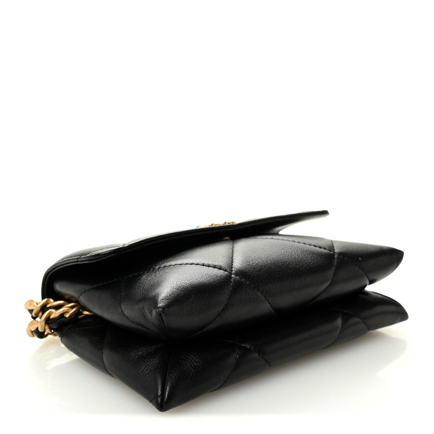 Lambskin Quilted Chanel 19 Flap Clutch Black