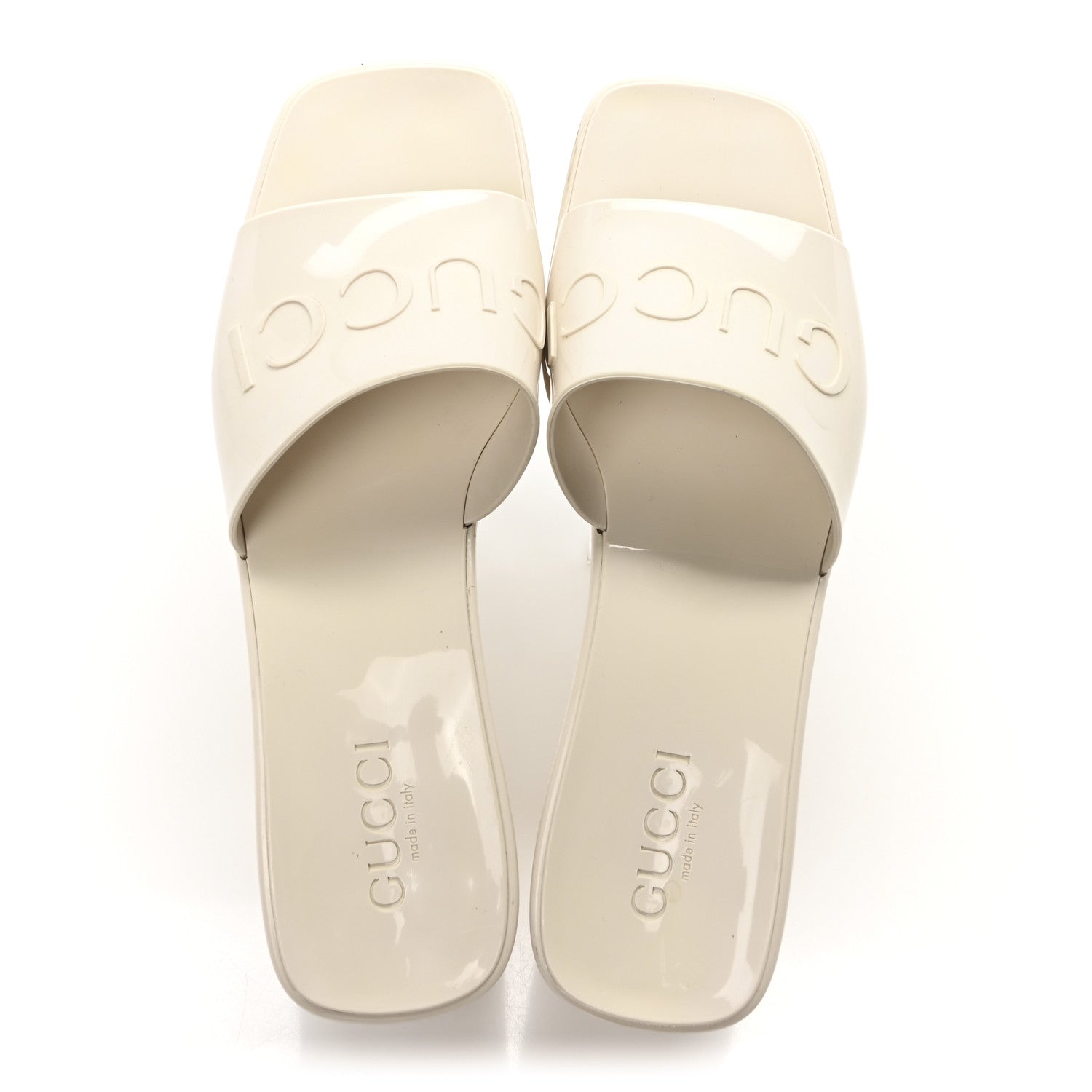 Rubber Gucci Logo Womens Platform 20/60mm Slide Sandals 40 Mystic White