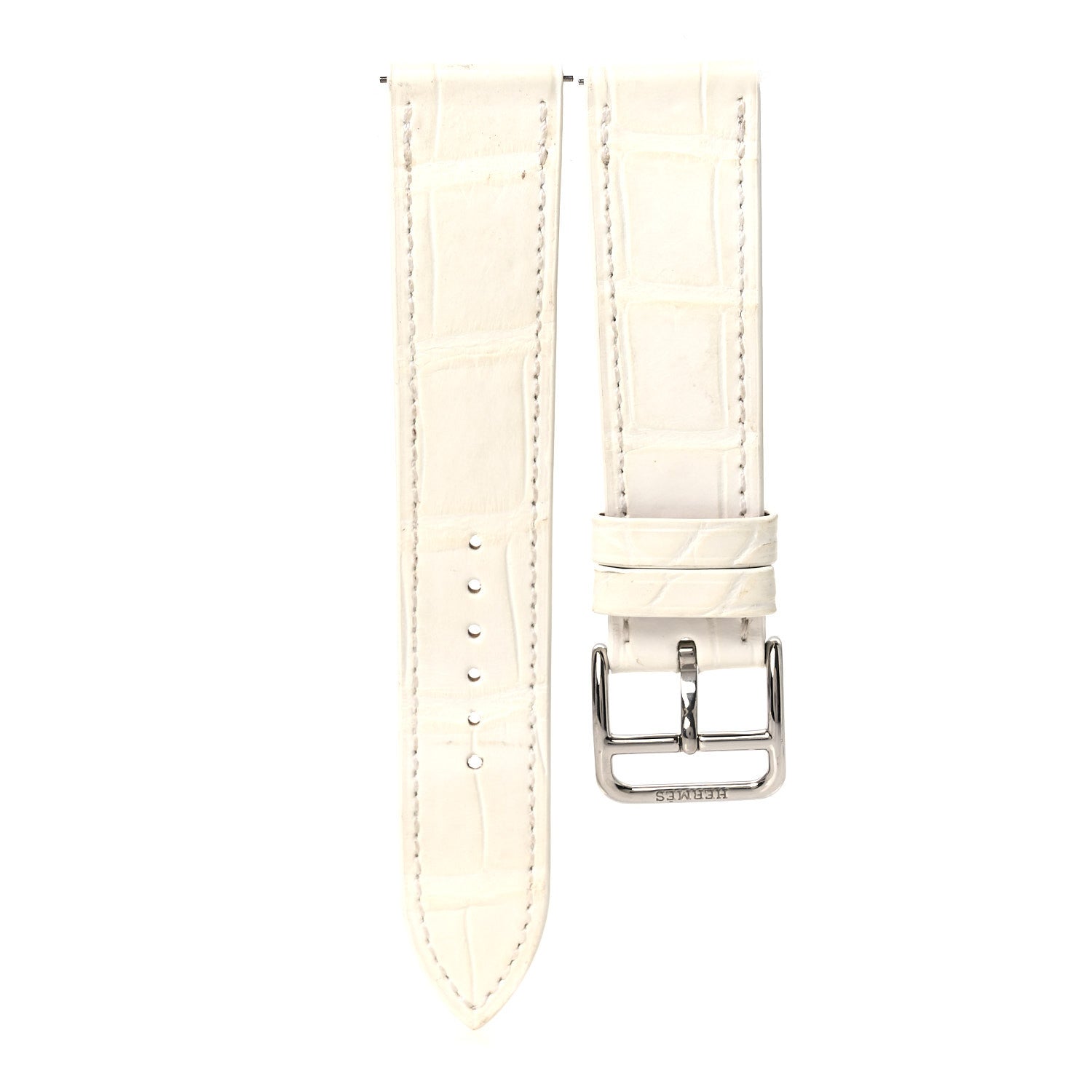 Matte Alligator Single Tour Watch Strap White