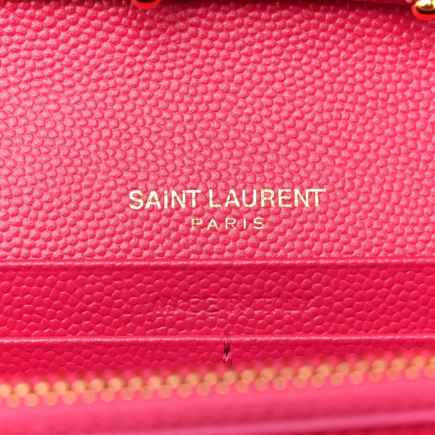 Grain De Poudre Matelasse Chevron Monogram Chain Wallet Lipstick Fuchsia