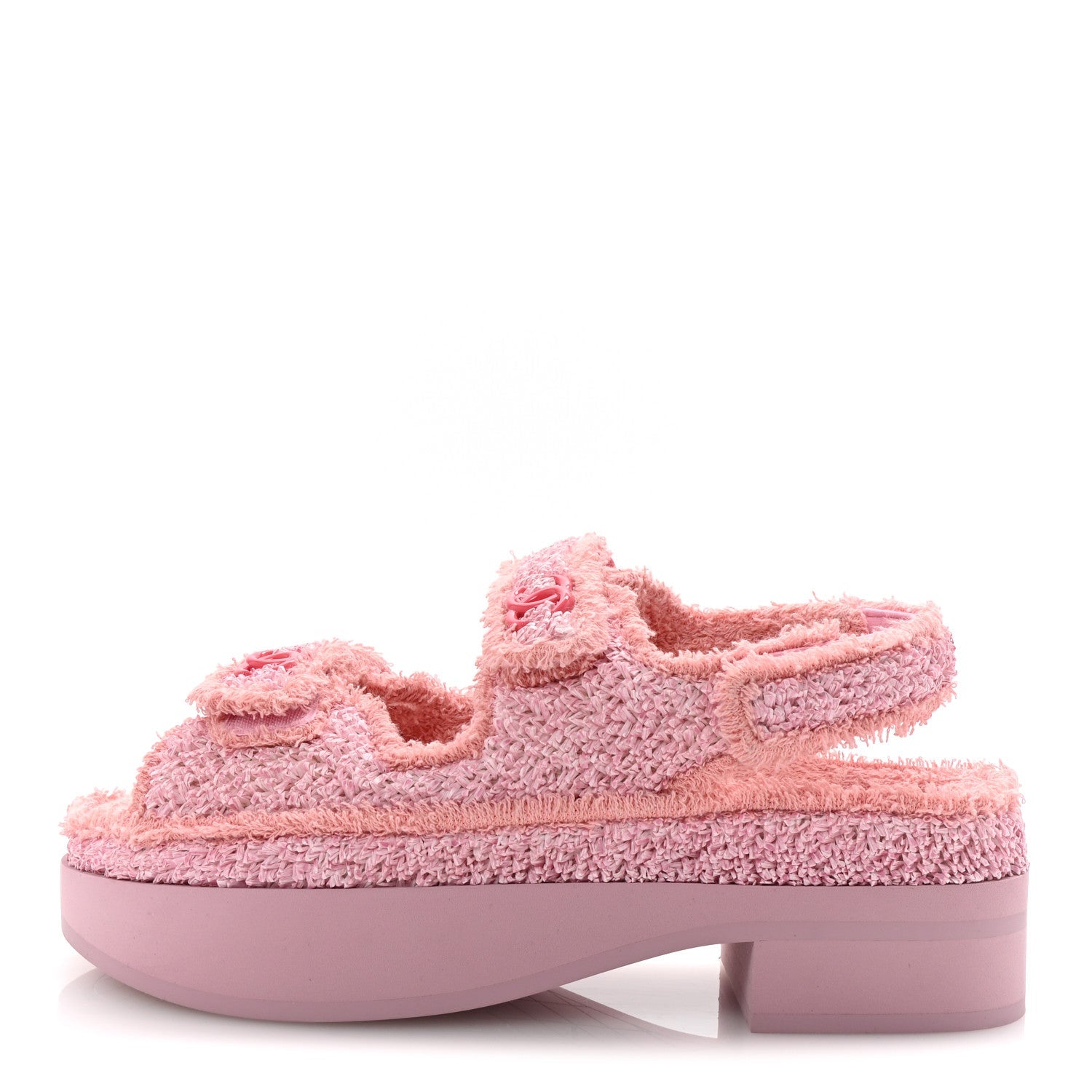 Fabric Terry Cloth Velcro Dad Platform Sandals 37 Light Pink Multicolor