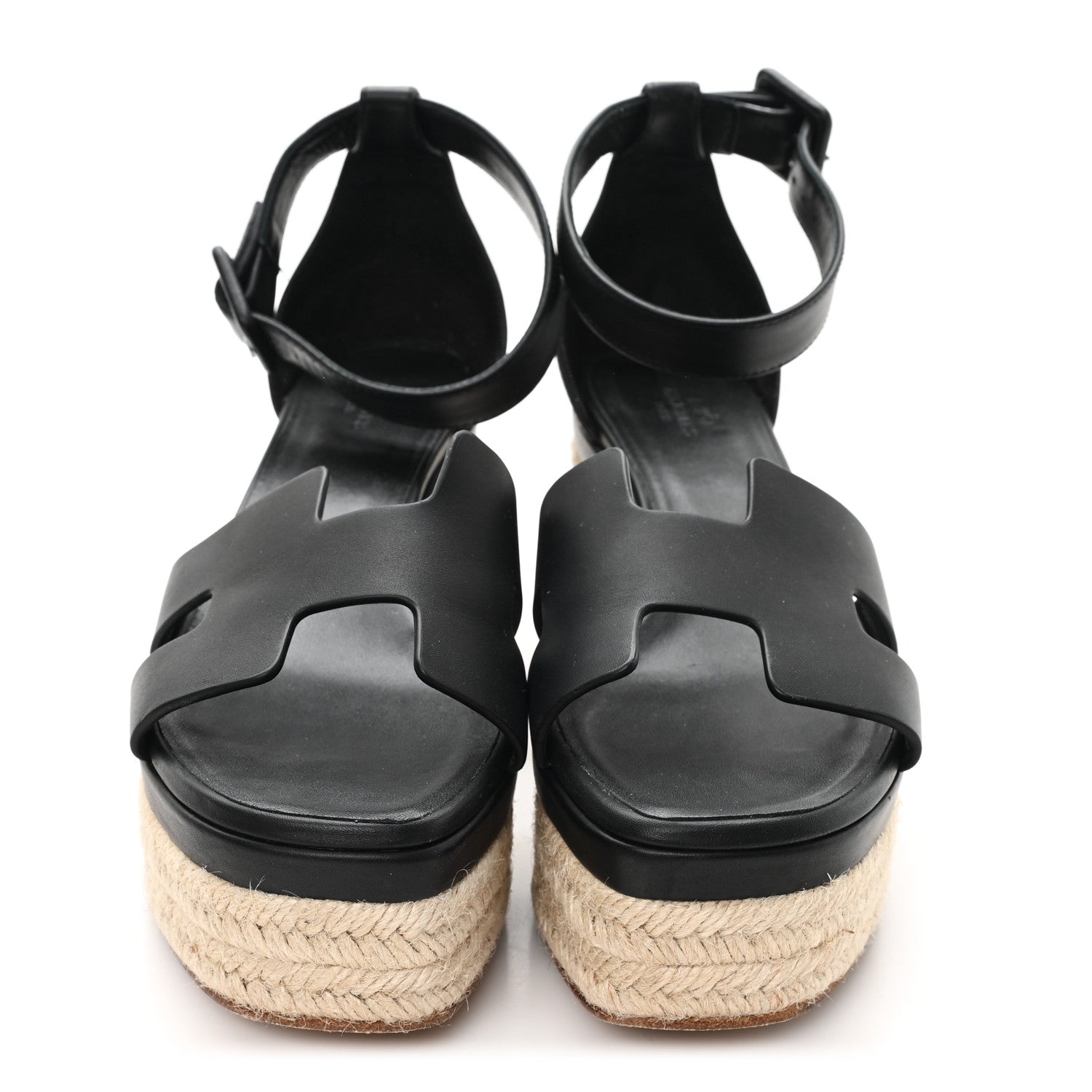 Goatskin Elda Espadrille Wedge Sandals 39 Black