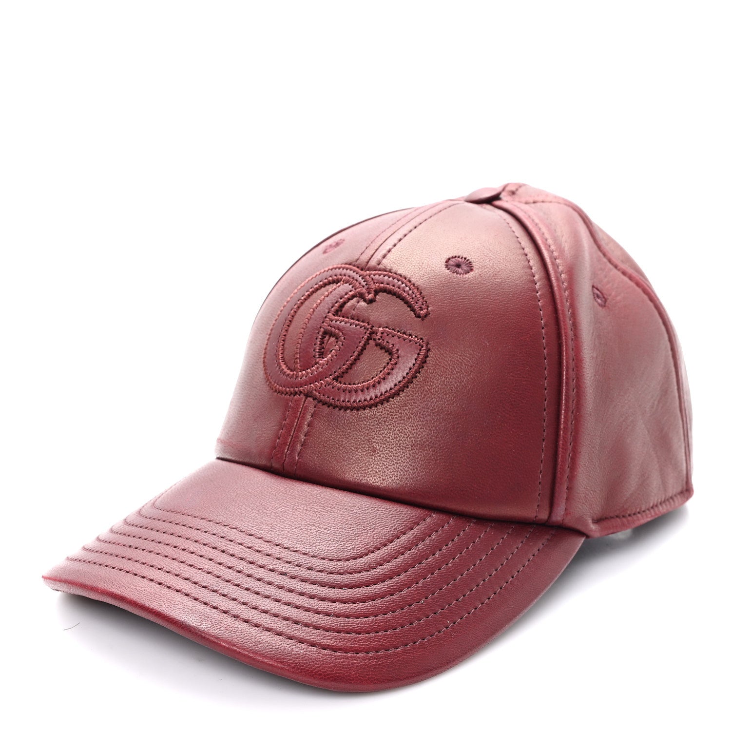 Calfskin Interlocking G Baseball Hat S Bordeaux