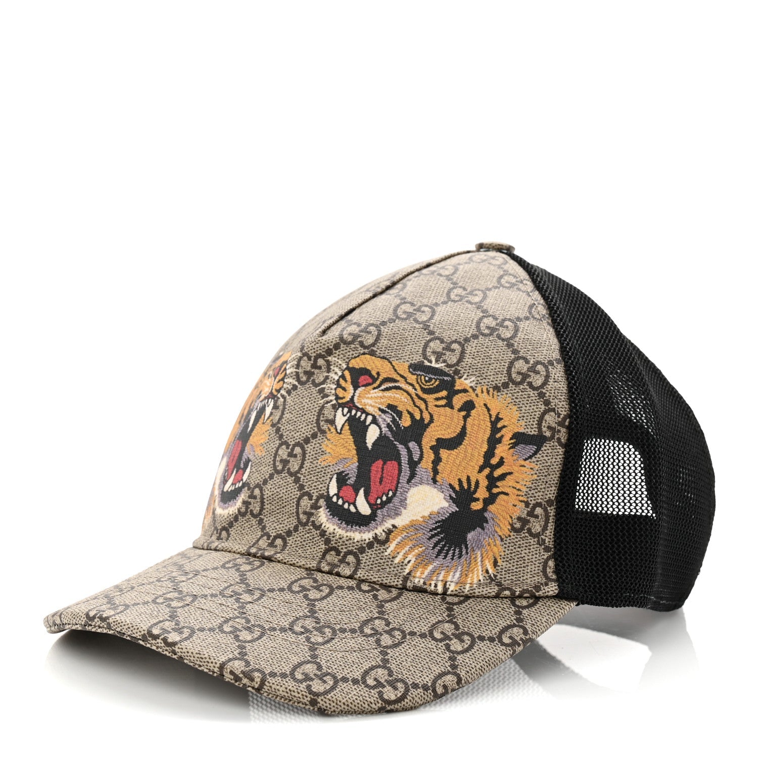 GG Supreme Monogram Tiger Print Baseball Hat L 59 Beige