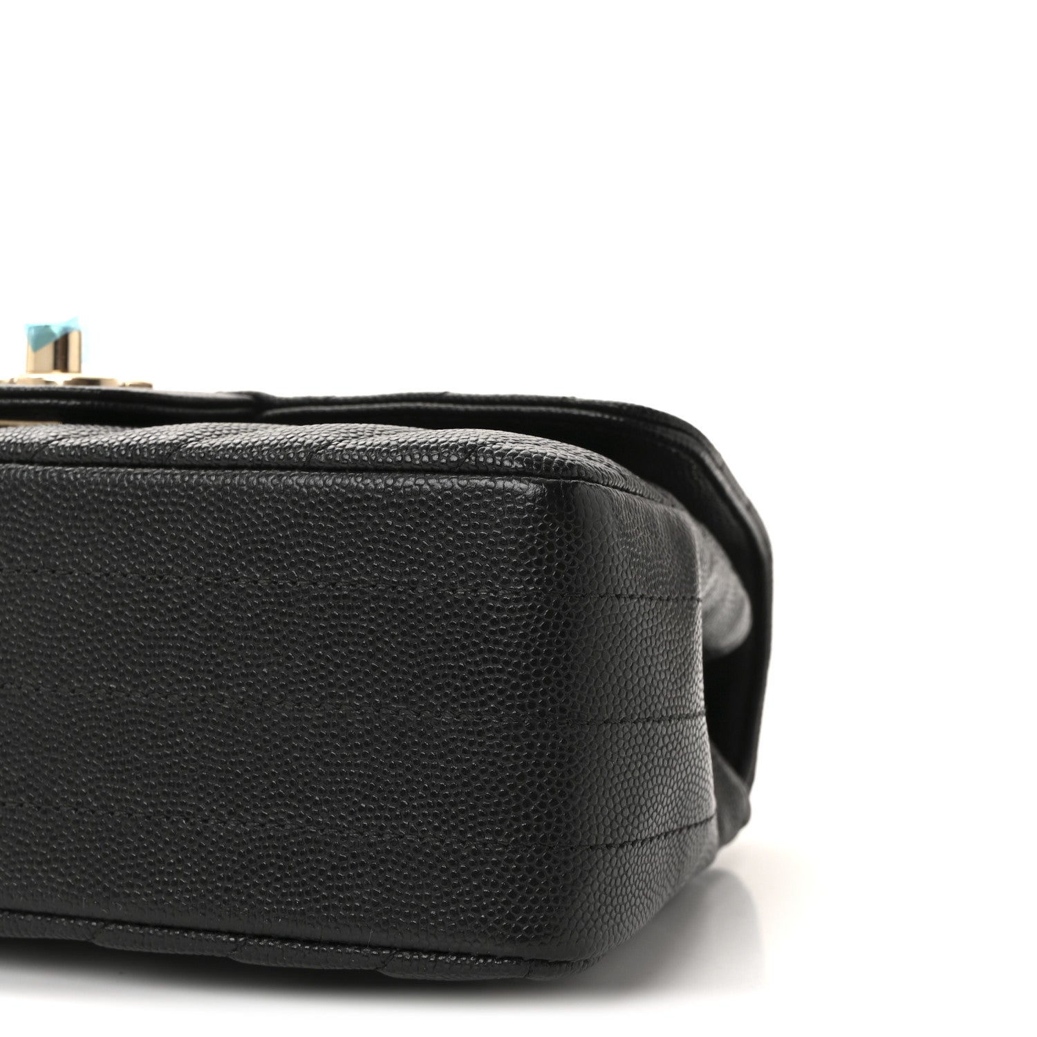 Caviar Chevron Quilted Mini Rectangular Flap Black