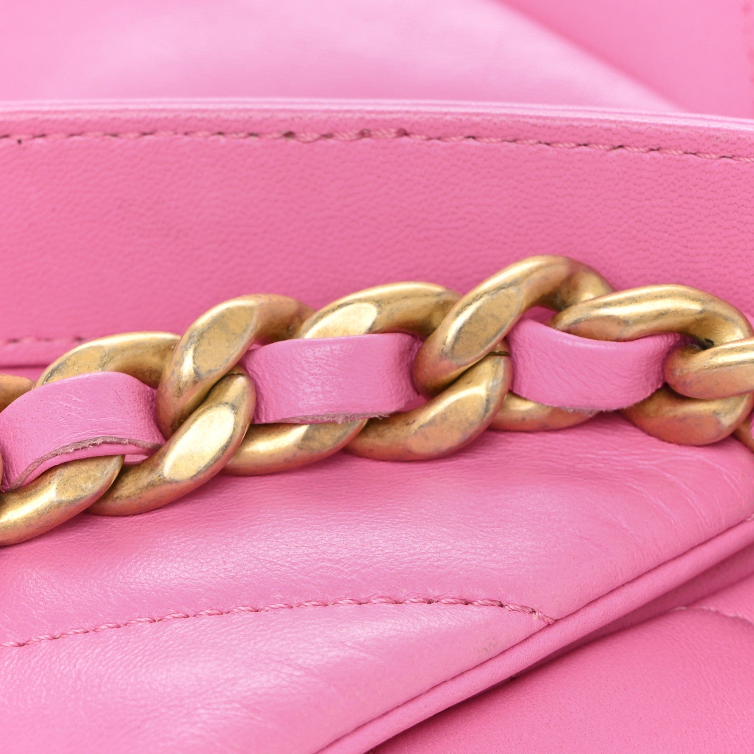 Lambskin Quilted Large Chanel 19 Flap Neon Pink