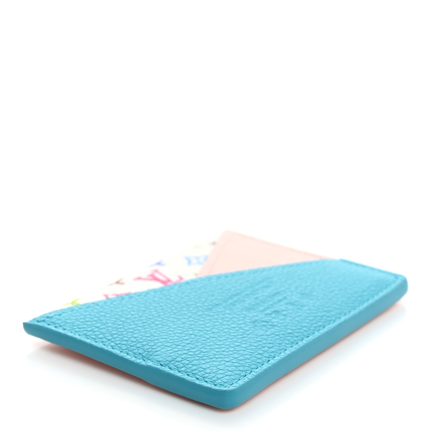 LV X TM Monogram Multicolor Criss-Cross Card Holder Kabira Blue Rose