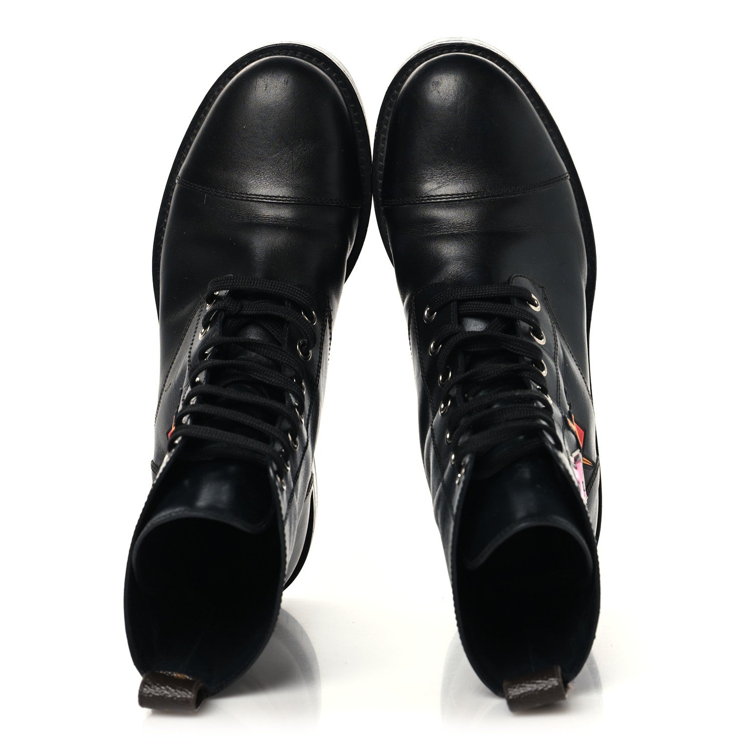 Calfskin LV Black Heart Flat Ranger Boots 37 Black