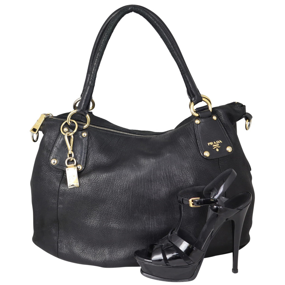 Prada Cervo Shine Two Way Tote
