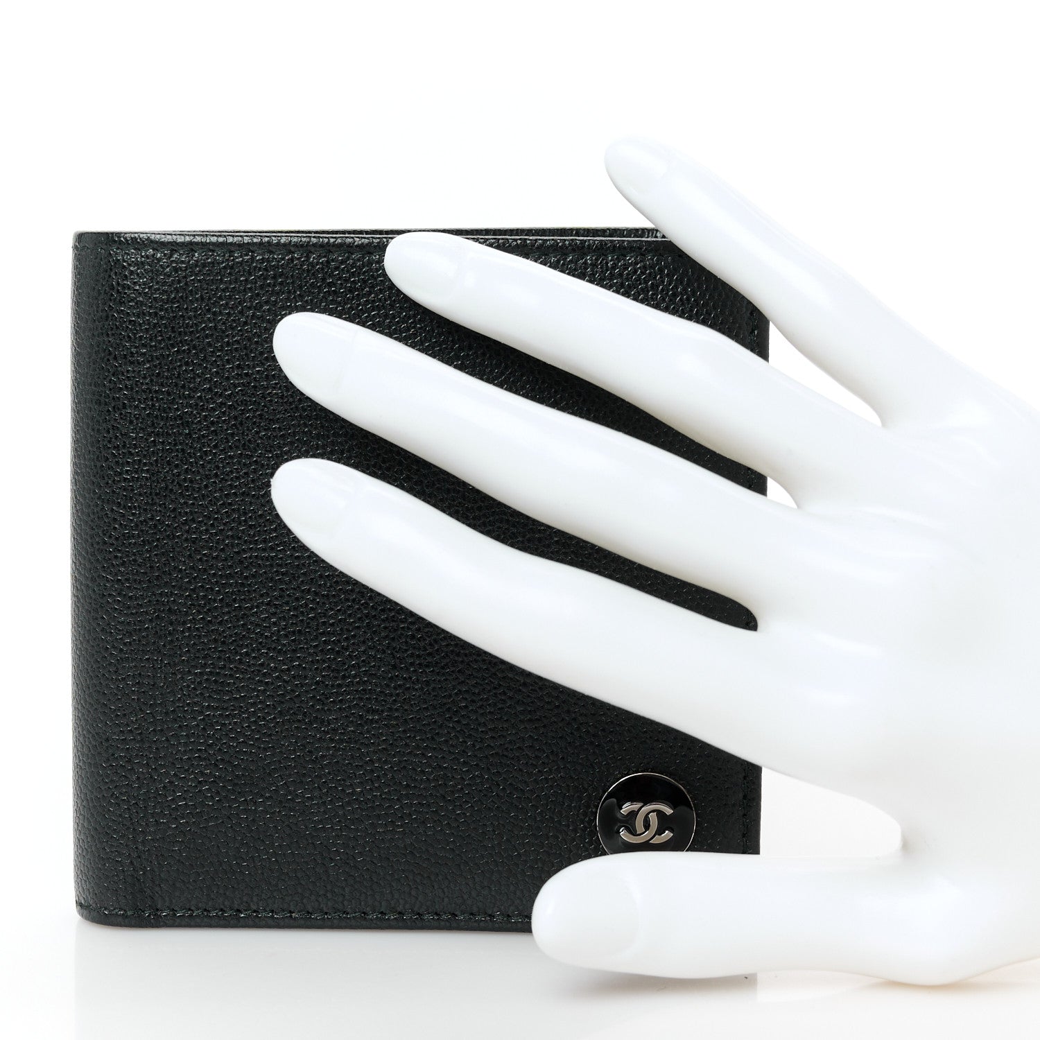 Caviar CC Button Bi-Fold Wallet Black