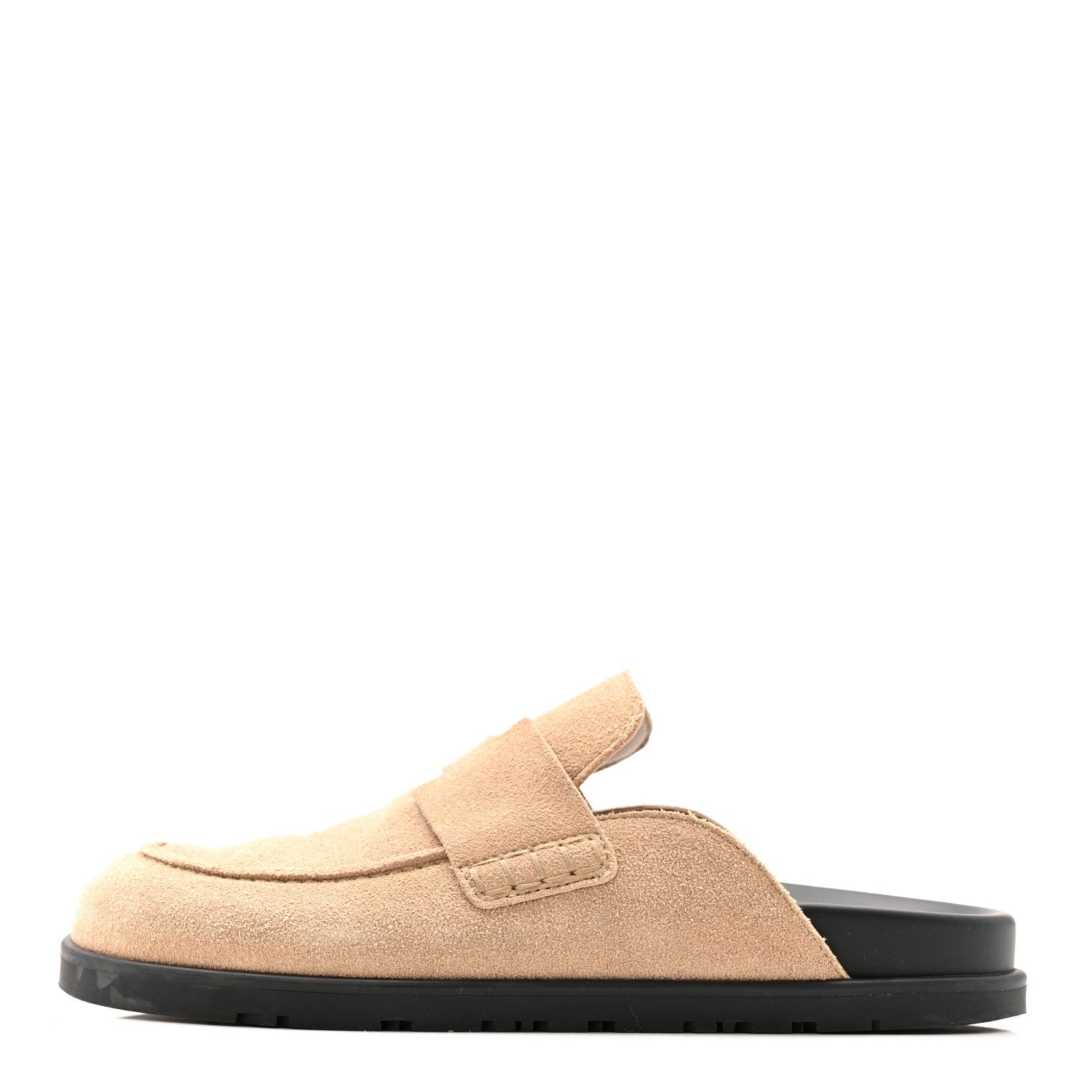 Suede Calfskin Womens Go Mules 37 Beige Argile