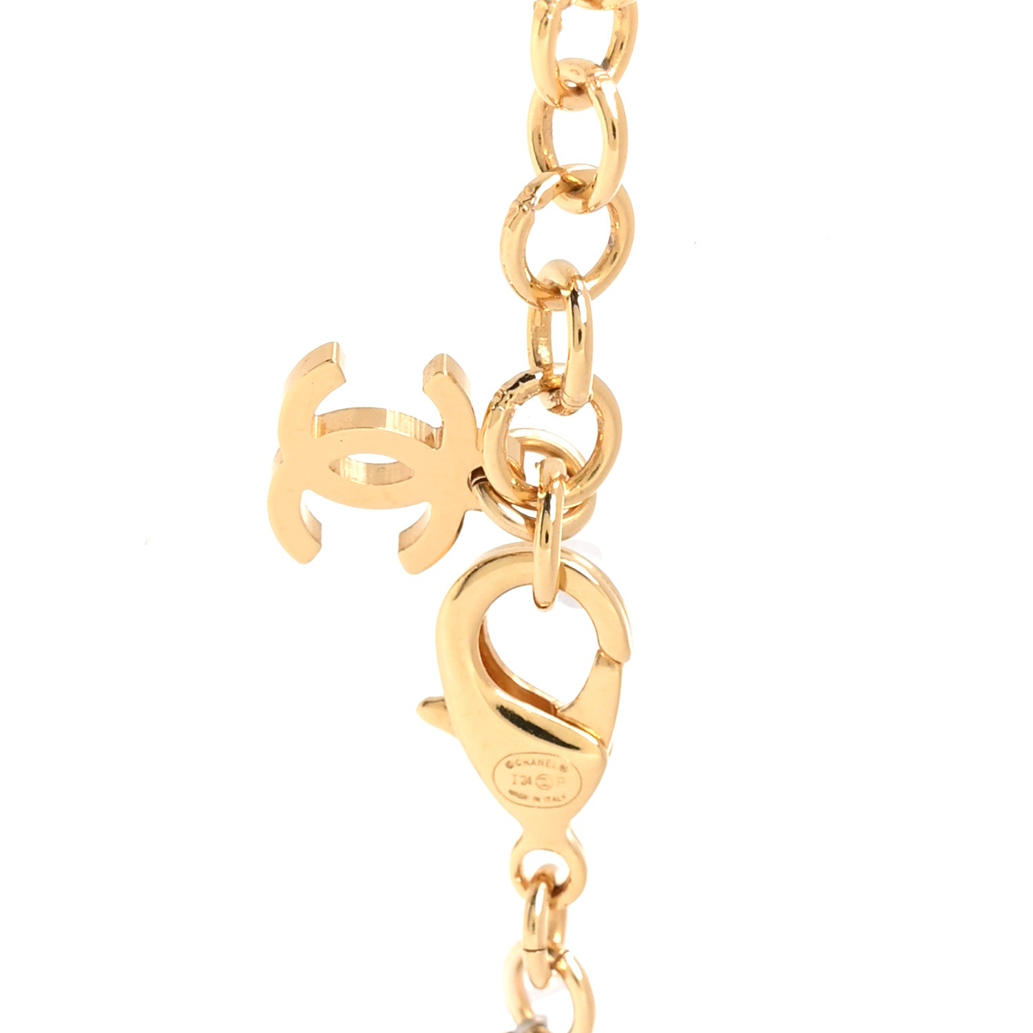 Metal Denim CC Heart Choker Gold Blue Pearly White