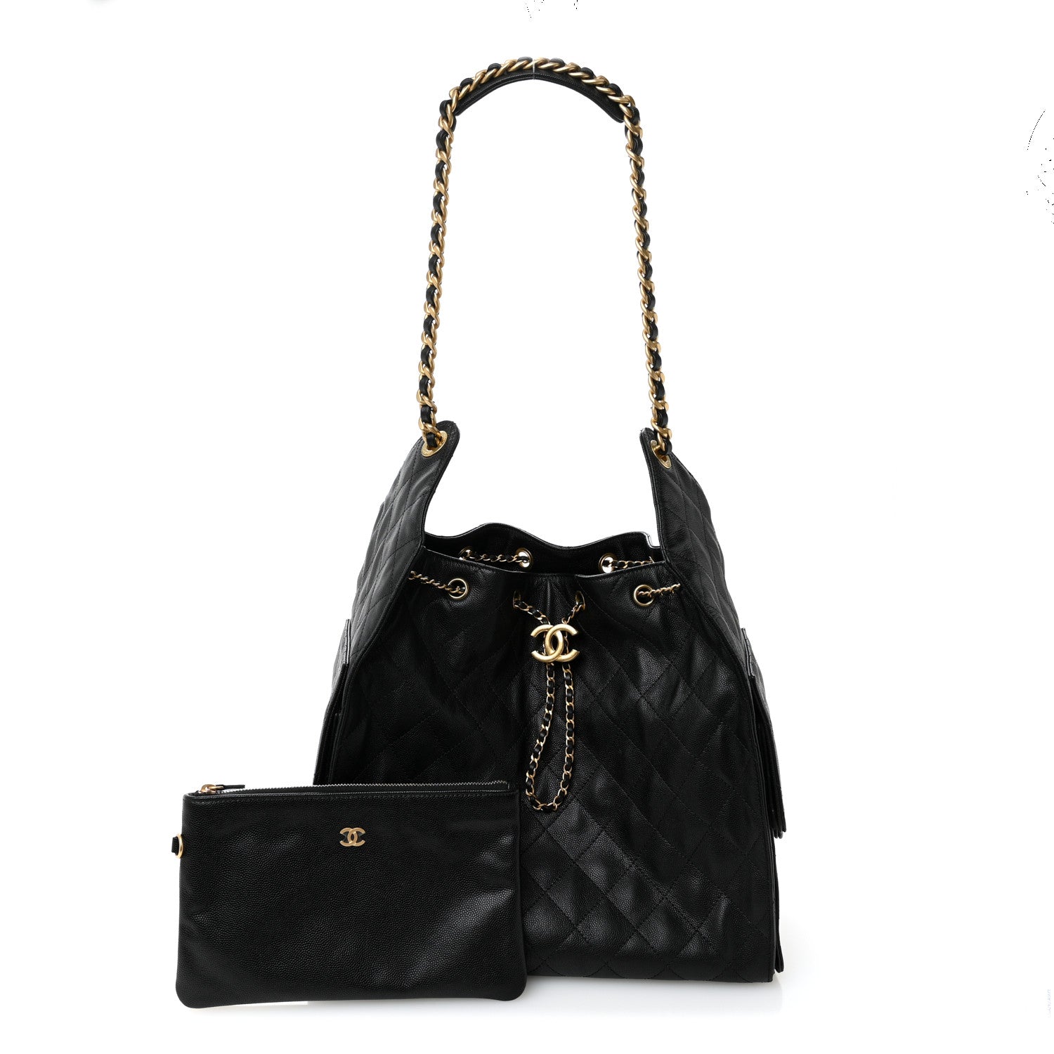 Caviar Quilted Medium Chanel 25 Handbag Black
