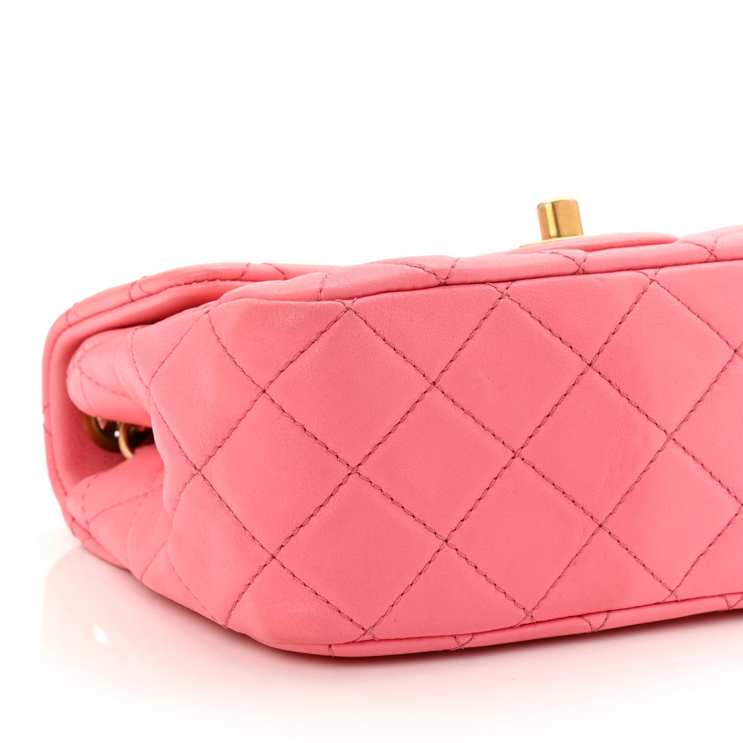 Lambskin Quilted Mini Pearl Crush Flap Pink