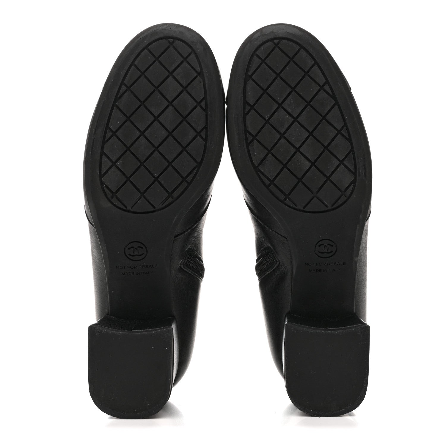 Stretch Lambskin Cap Toe CC Short Boots 38.5 Black
