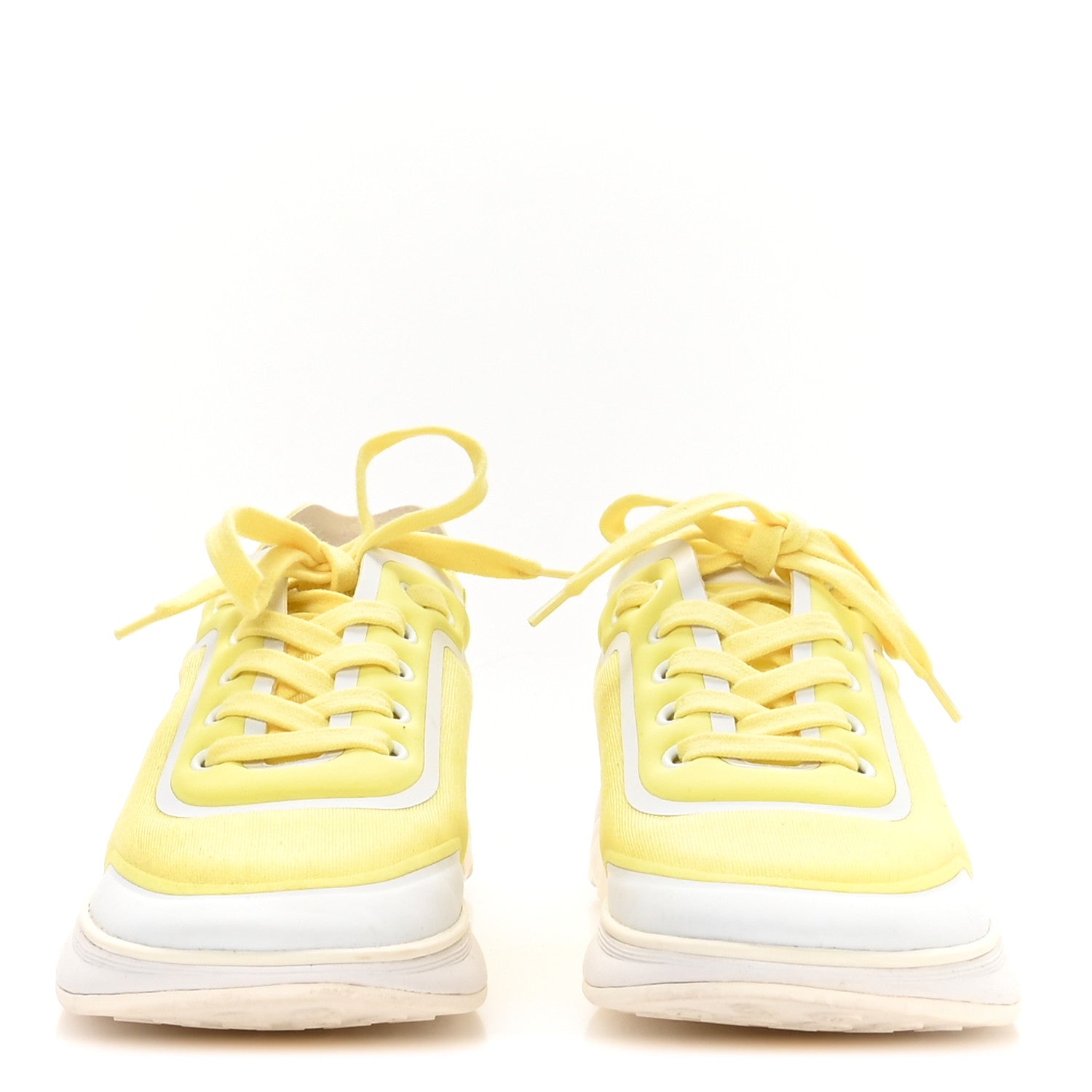 Calfskin Mesh Lycra Logo Sneakers 39.5 Yellow